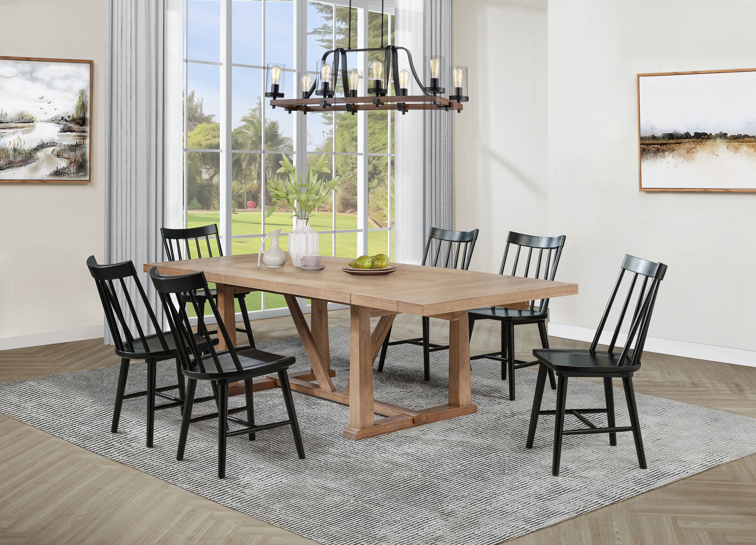 Dar Furniture - Coaster - Middleton 7-piece Extension Leaf Dining Set Brown and Black - 108541-S7B