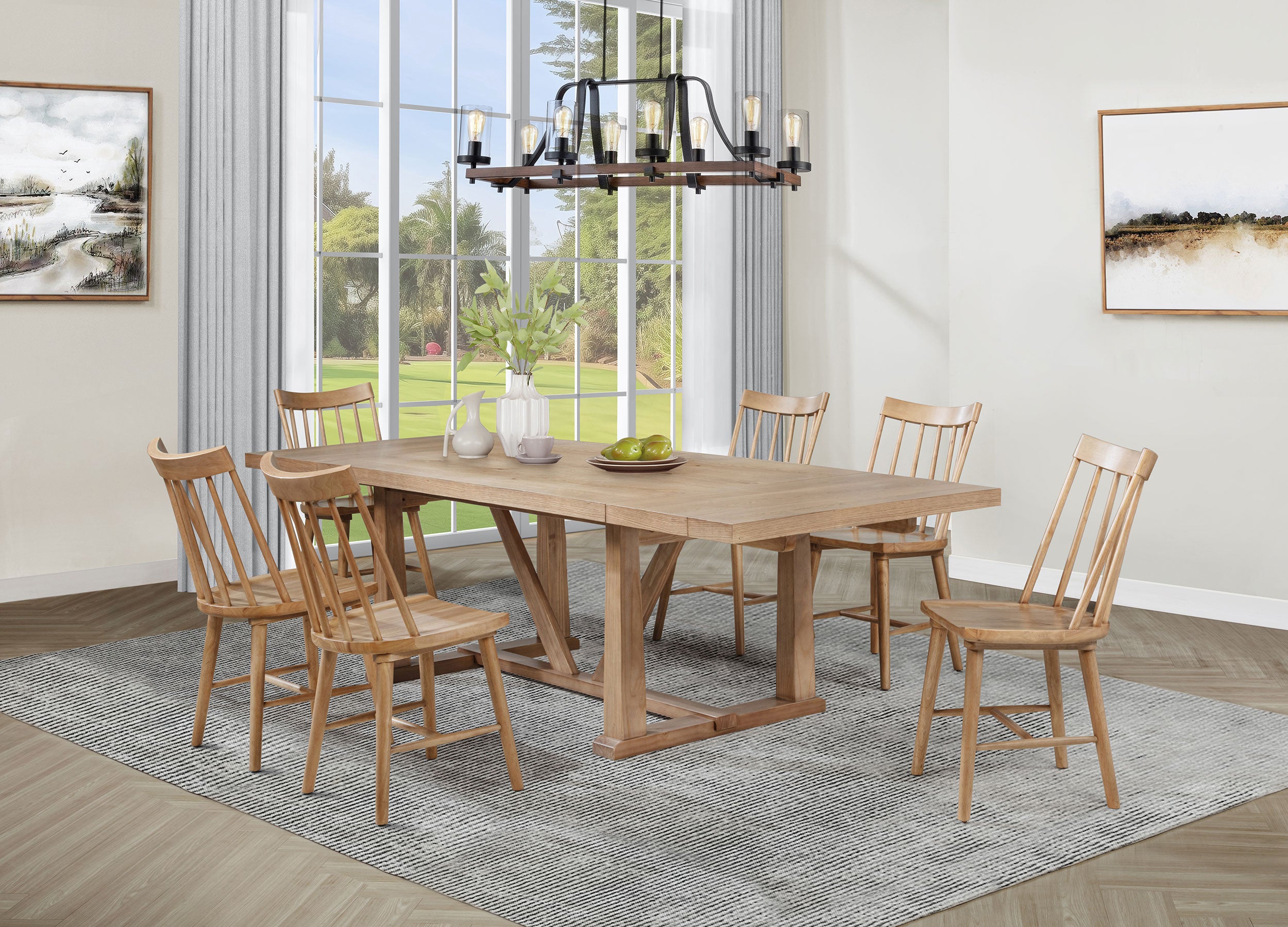 Dar Furniture - Coaster - Middleton 7-piece Extension Leaf Dining Set Natural Brown - 108541-S7N