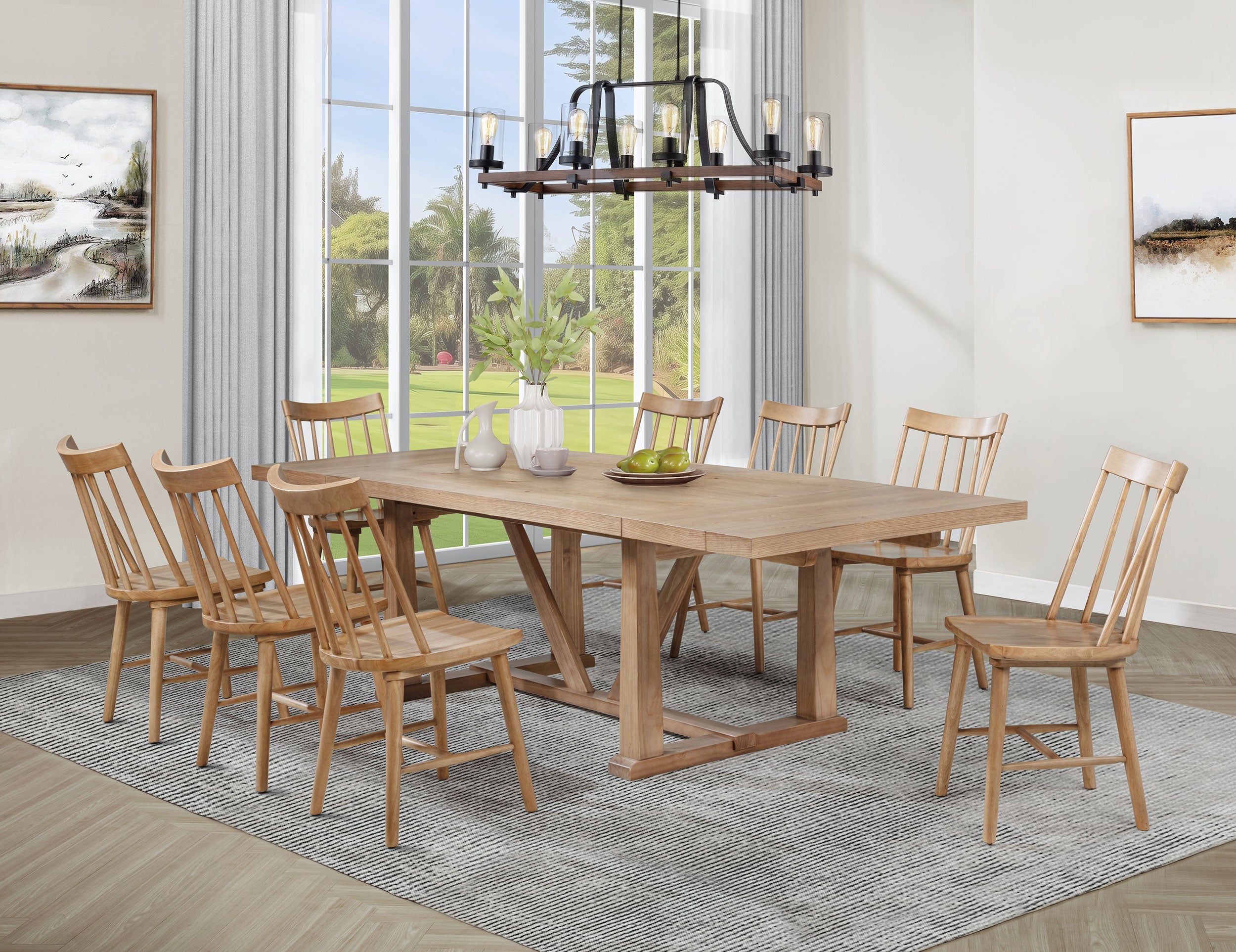 Dar Furniture - Coaster - Middleton 9-piece Extension Leaf Dining Set Natural Brown - 108541-S9N