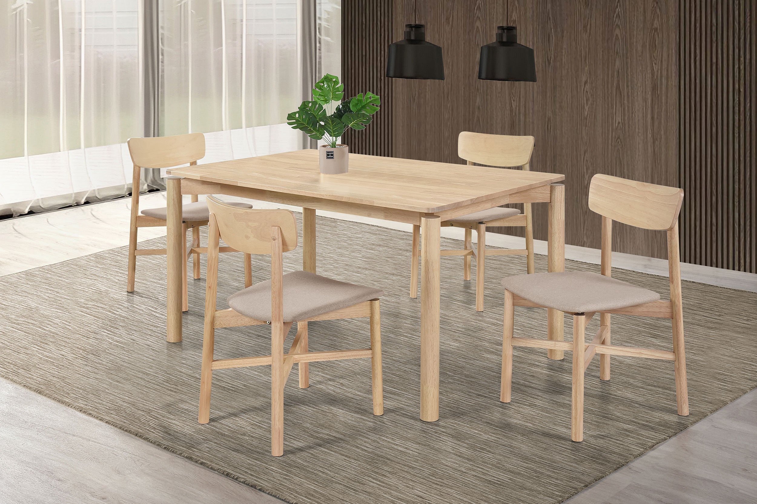 Dar Furniture - Coaster - Parkridge 5-piece 59-inch Wood Dining Set White Washed - 108551-S5