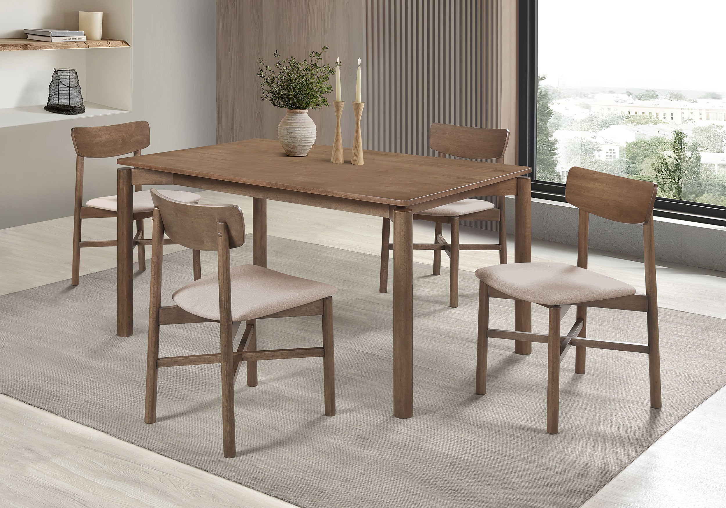 Dar Furniture - Coaster - Parkridge 5-piece 59-inch Wood Dining Set Natural Walnut - 108561-S5