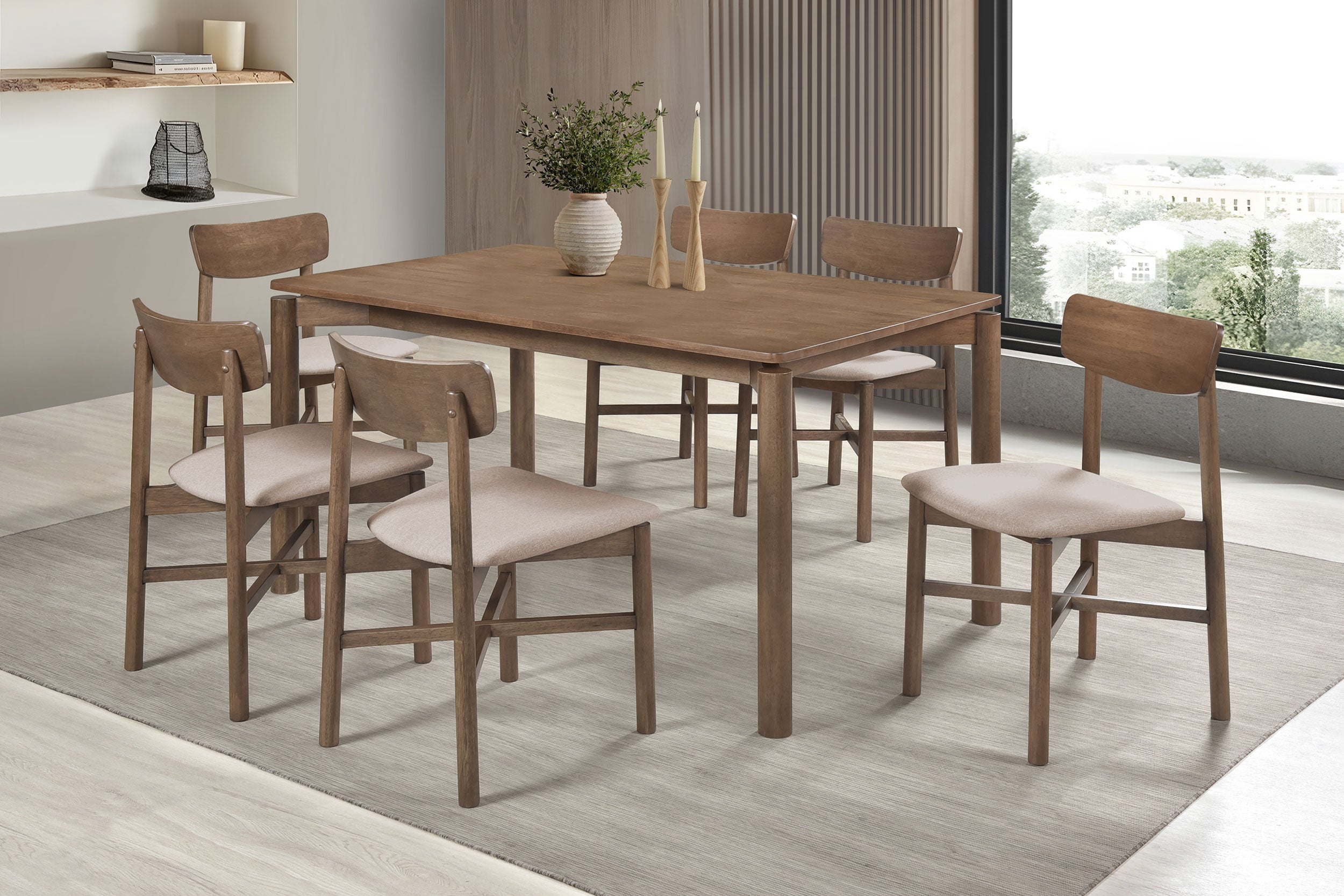 Dar Furniture - Coaster - Parkridge 7-piece 59-inch Wood Dining Set Natural Walnut - 108561-S7