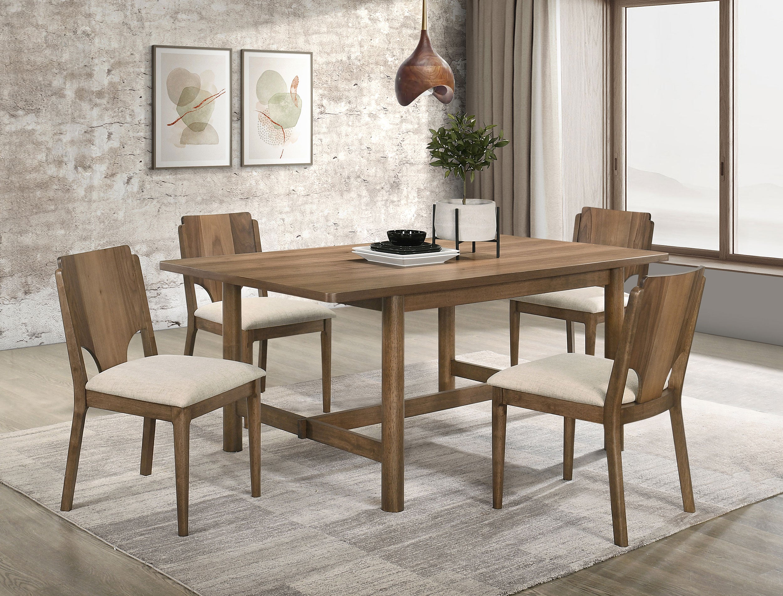 Dar Furniture - Coaster - Crestmore 5-piece Rectangular Dining Table Set Walnut - 108571-S5