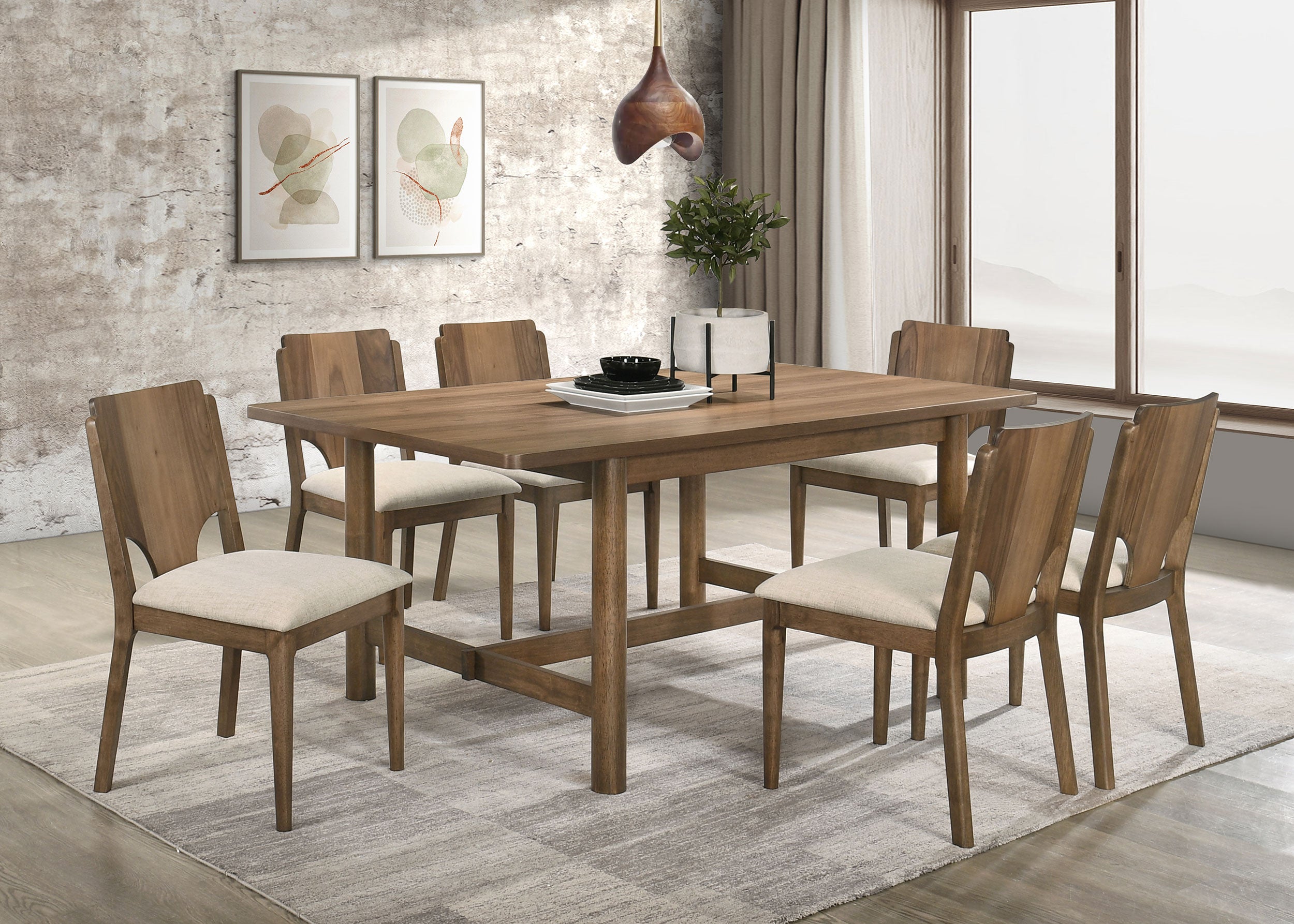 Dar Furniture - Coaster - Crestmore 7-piece Rectangular Dining Table Set Walnut - 108571-S7
