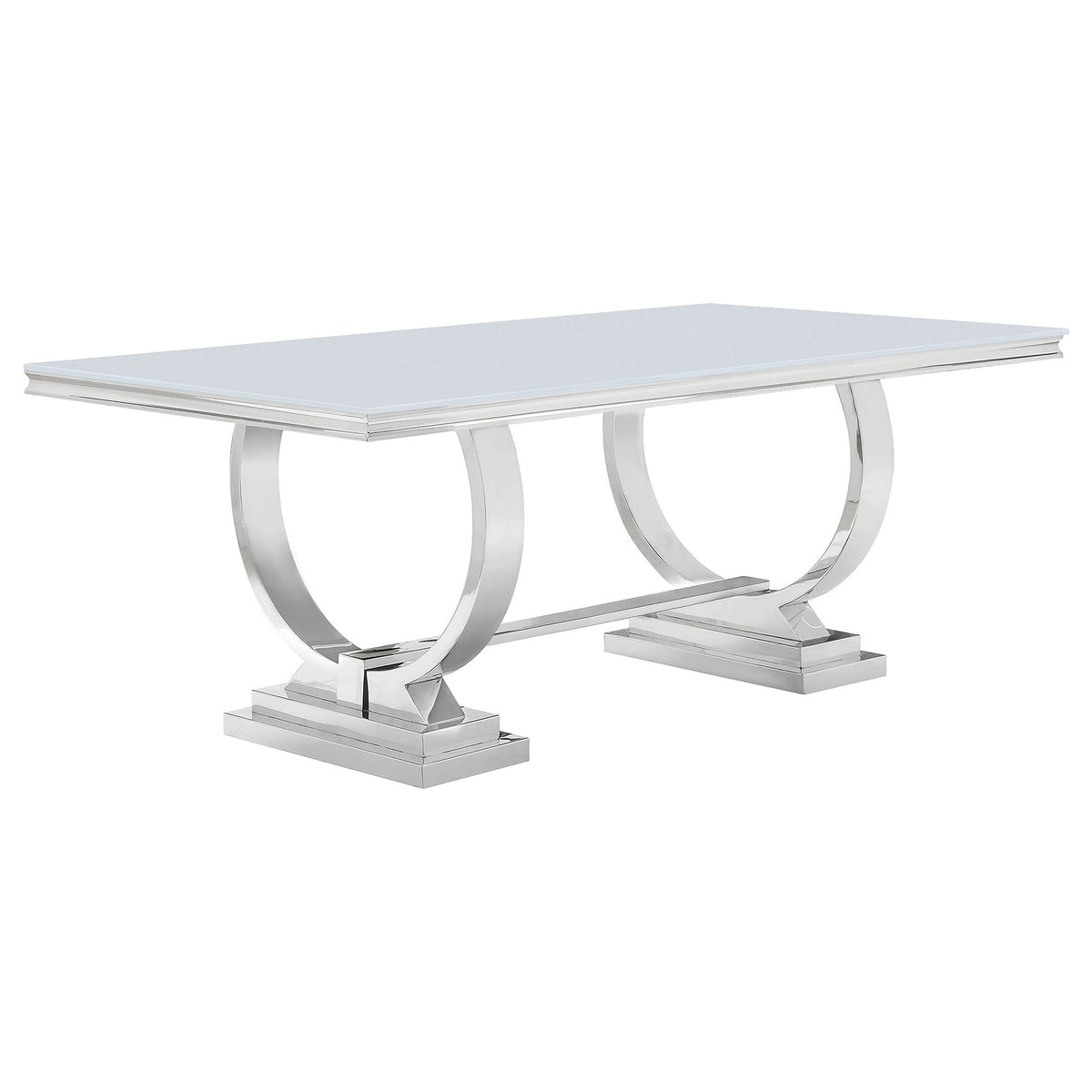 Dar Furniture - Coaster - Antoine Rectangular 95-inch Glass Top Dining Table White - 108811