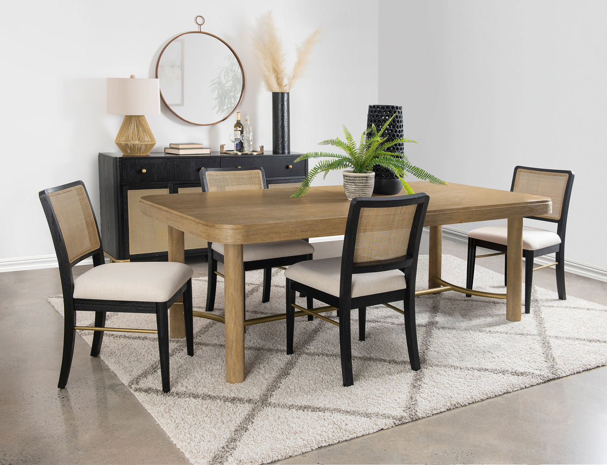 Dar Furniture - Coaster - Arini 5-piece Extension Leaf Dining Table Set Sand Wash and Black - 108931-S5B