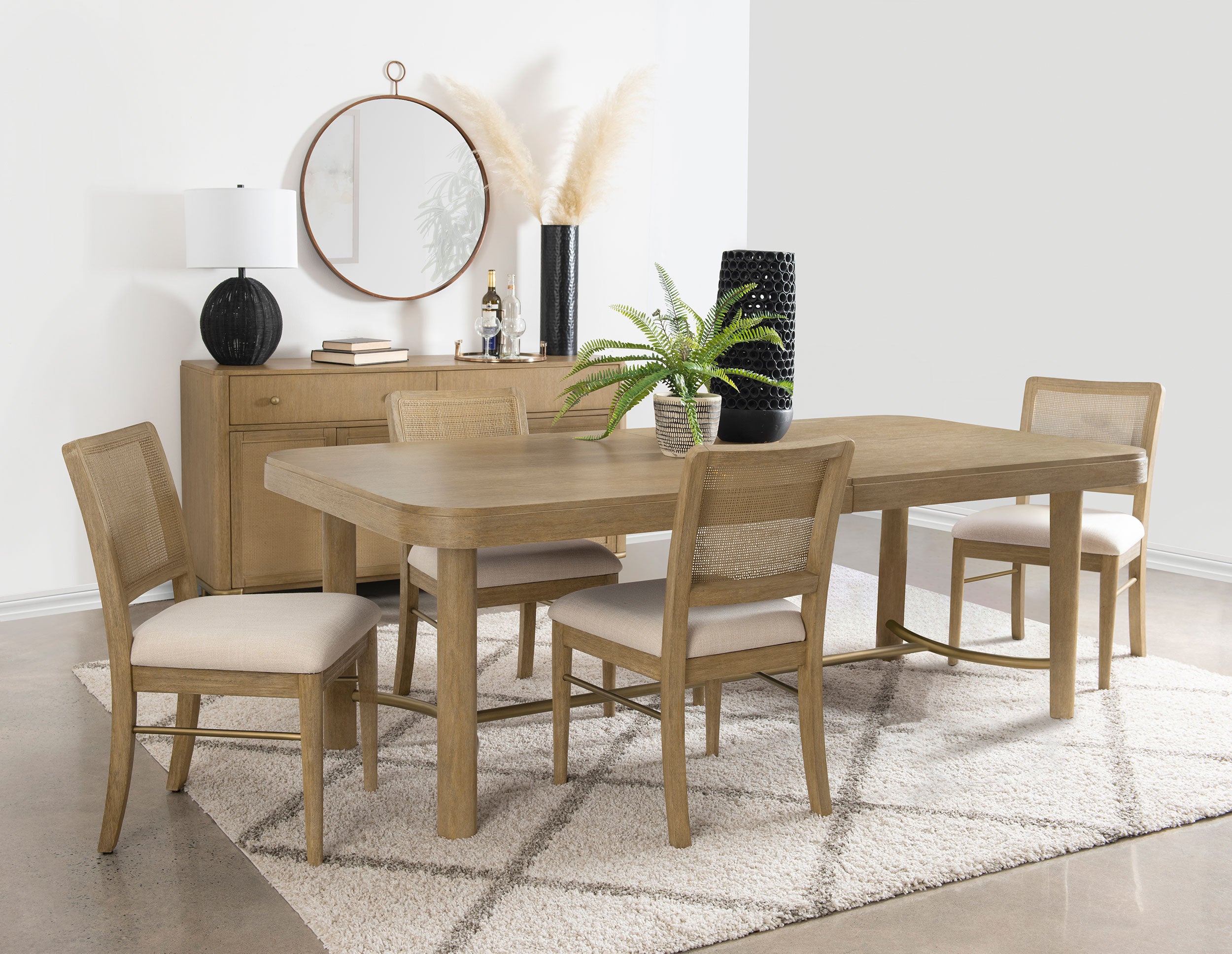 Dar Furniture - Coaster - Arini 5-piece Extension Leaf Dining Table Set Sand Wash - 108931-S5W