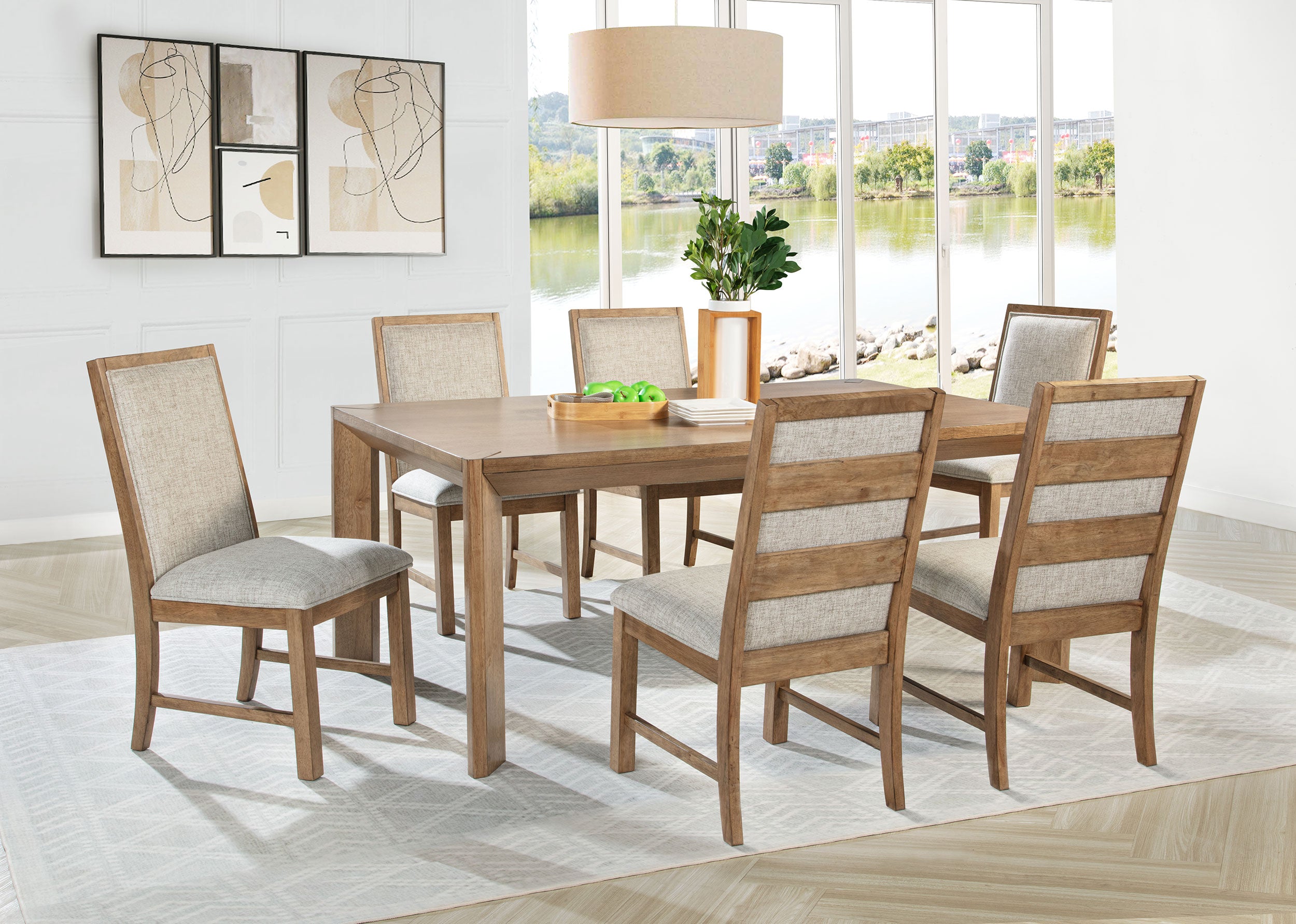 Dar Furniture - Coaster - Bruner 7-piece 72-inch Rectangular Dining Set Natural Brown - 109101-S7