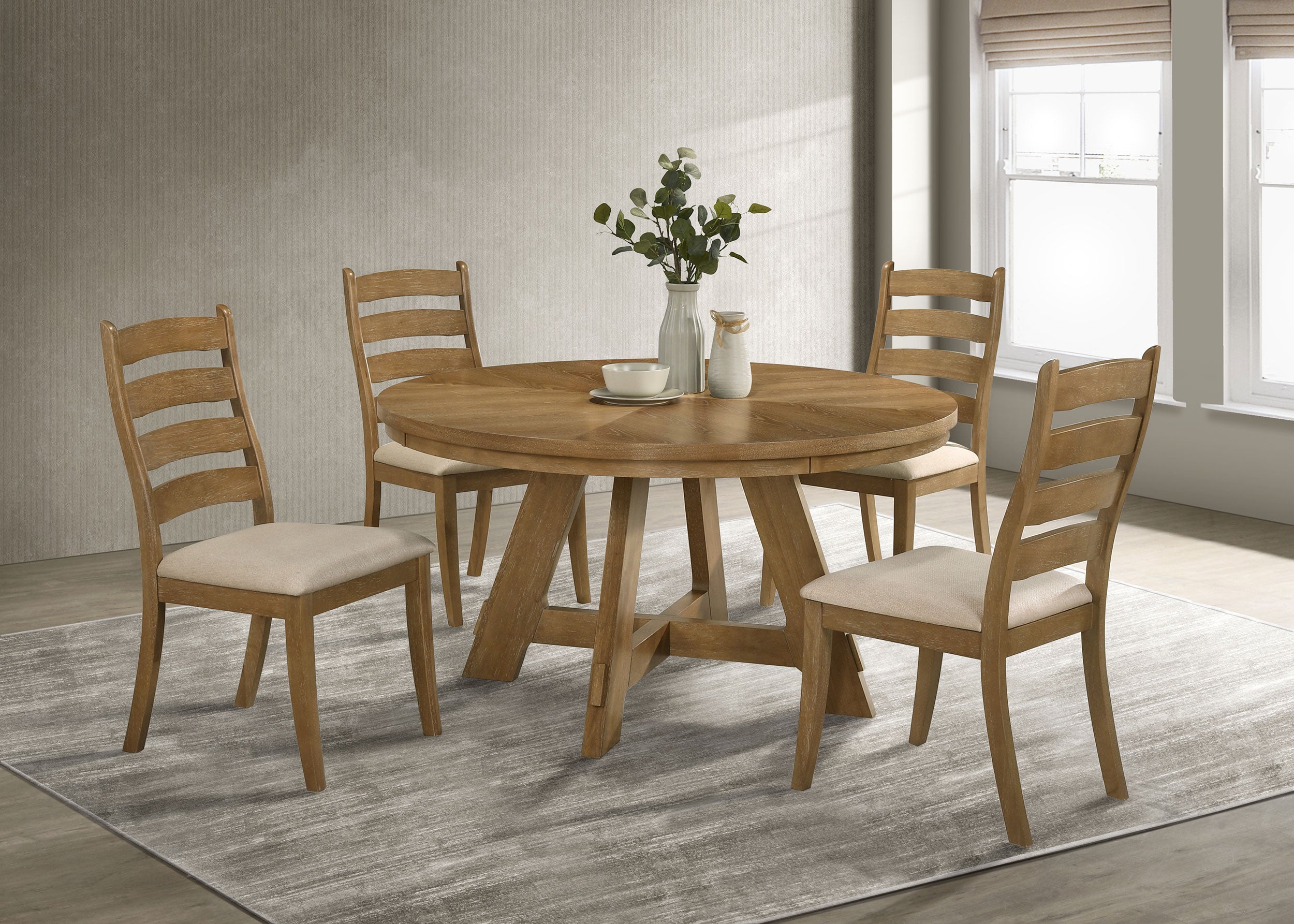 Dar Furniture - Coaster - Danvers 5-piece Dining Table Set Brown Oak and Latte - 109150-S5
