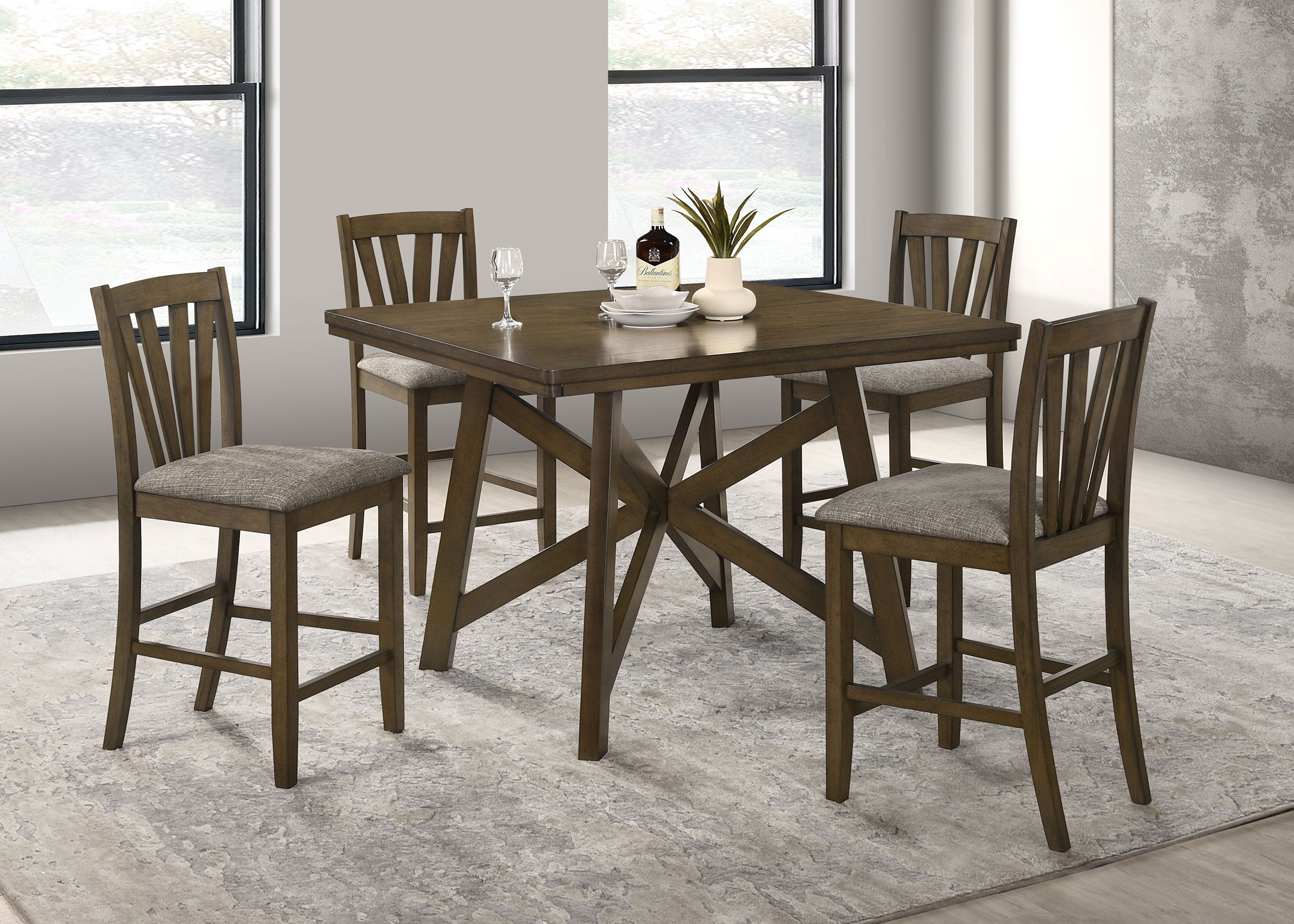 Dar Furniture - Coaster - Canfield 5-piece 47-inch Counter Height Dining Set Brown - 109178-S5