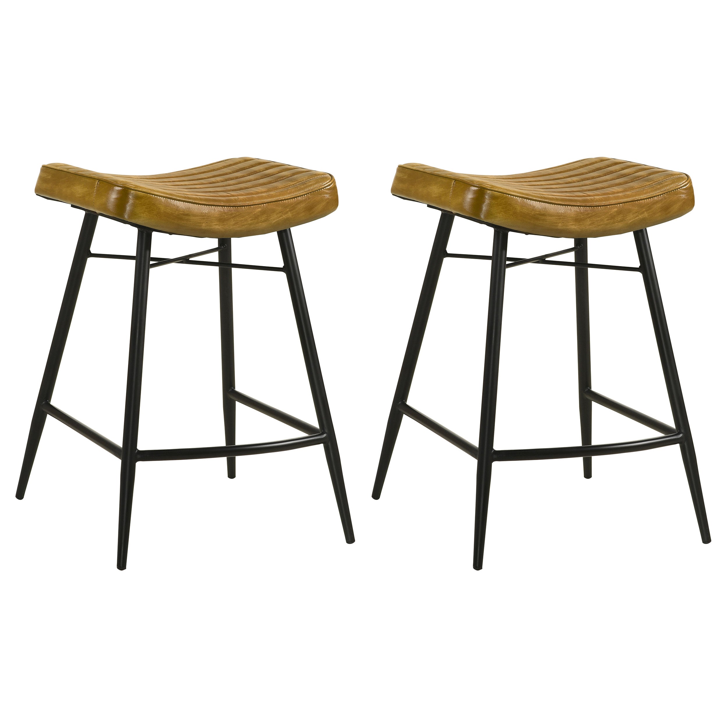 Dar Furniture - Coaster - Bayu Leather Upholstered Counter Stool Camel (Set of 2) - 109248
