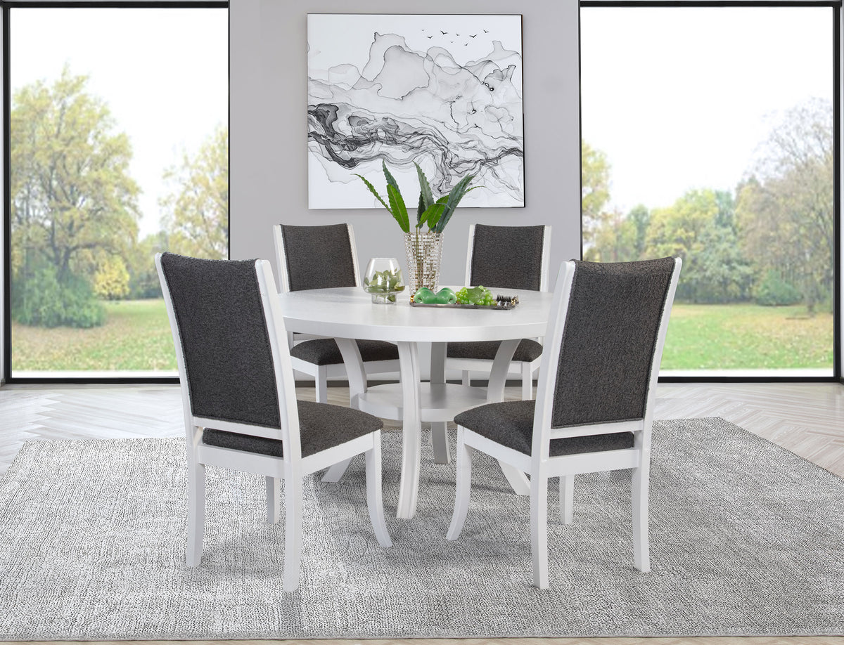 Dar Furniture - Coaster - Judd 5-piece 54-inch Round Wood Dining Table Set Pearl White - 109330-S5