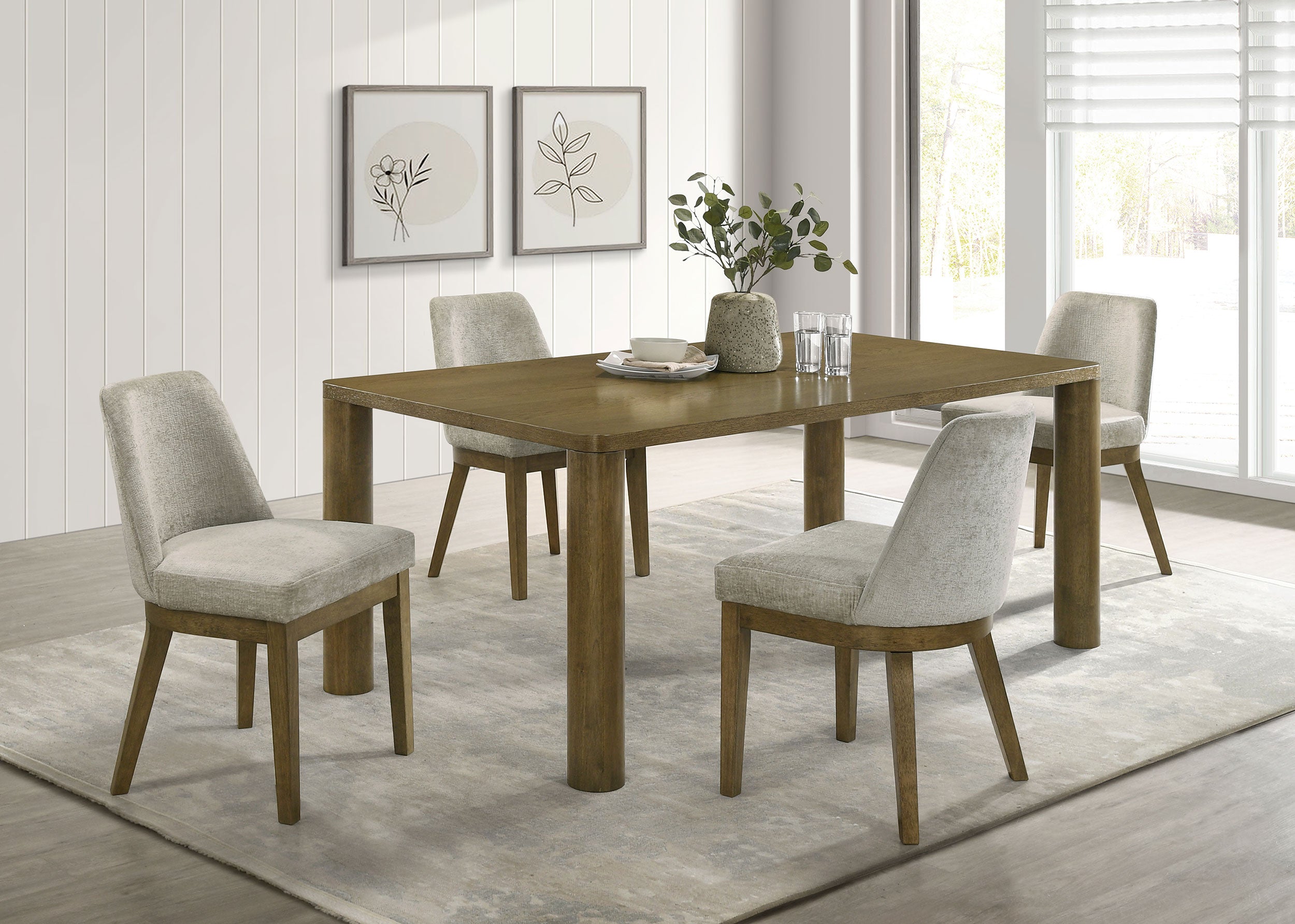 Dar Furniture - Coaster - Castlewood 5-piece 71-inch Rectangular Dining Set Brown Oak - 109351-S5