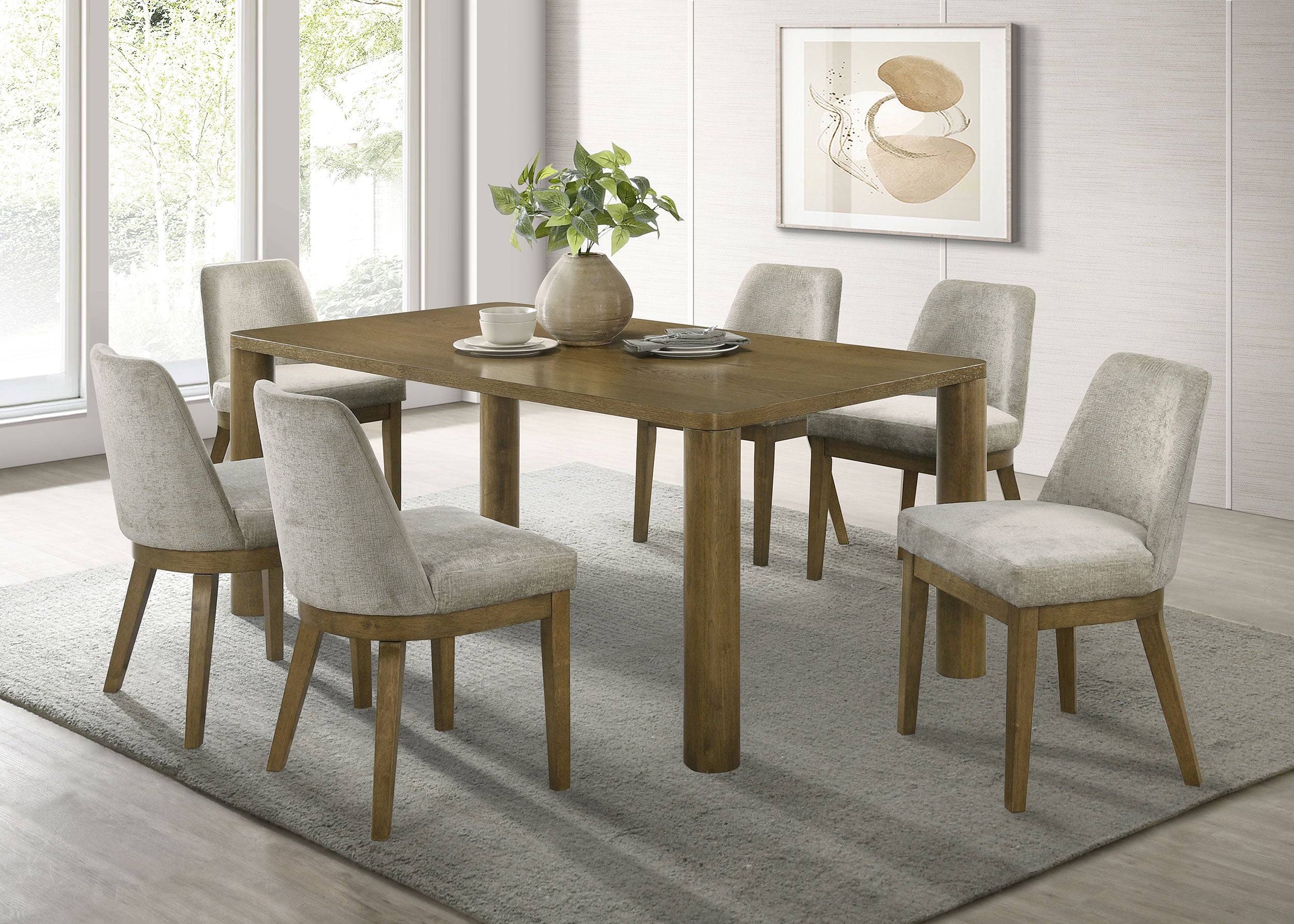 Dar Furniture - Coaster - Castlewood 7-piece 71-inch Rectangular Dining Set Brown Oak - 109351-S7