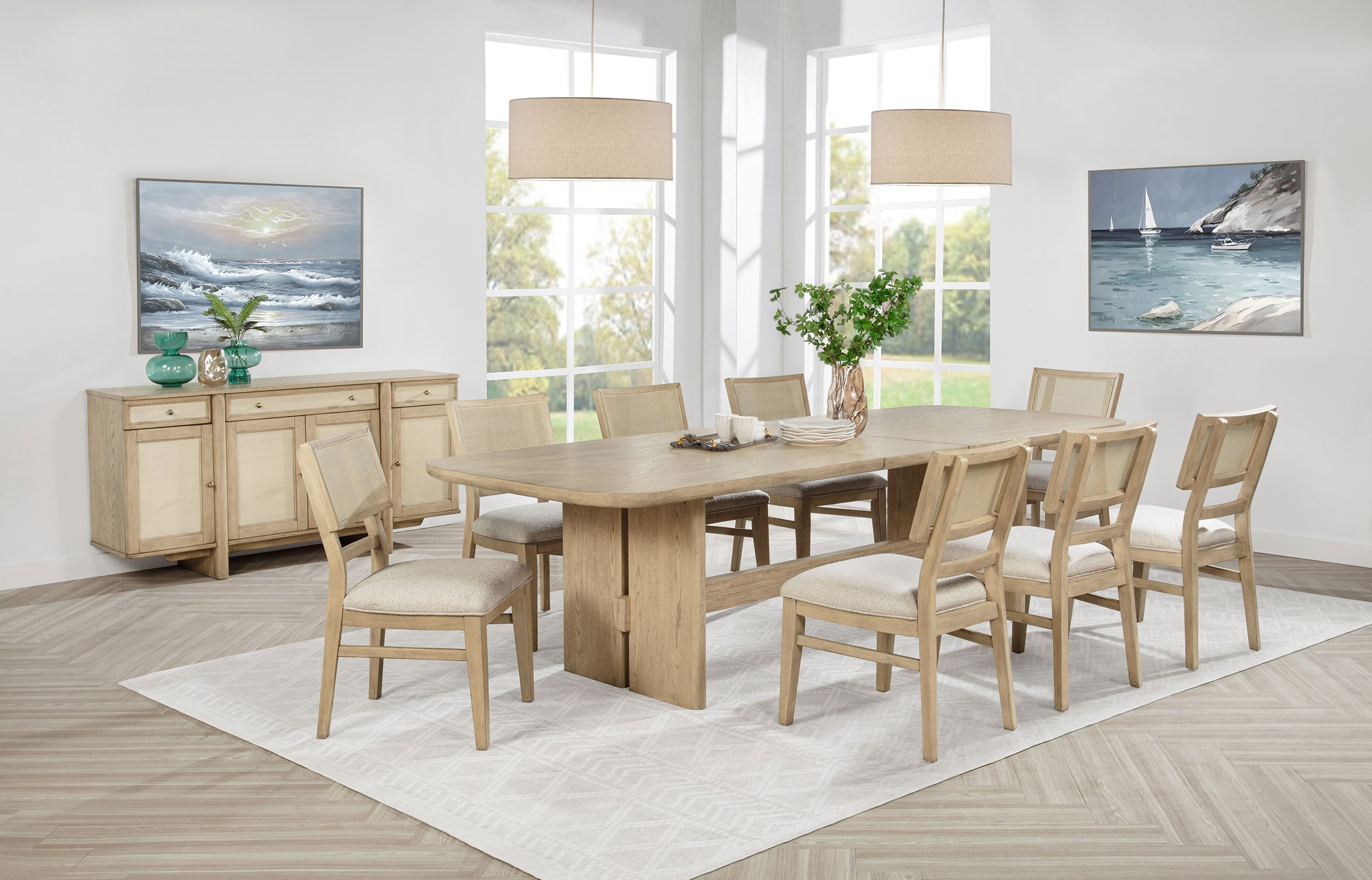 Dar Furniture - Coaster - Kailani 10-piece Wood Dining Set with Sideboard Beige Oak - 109381-S10