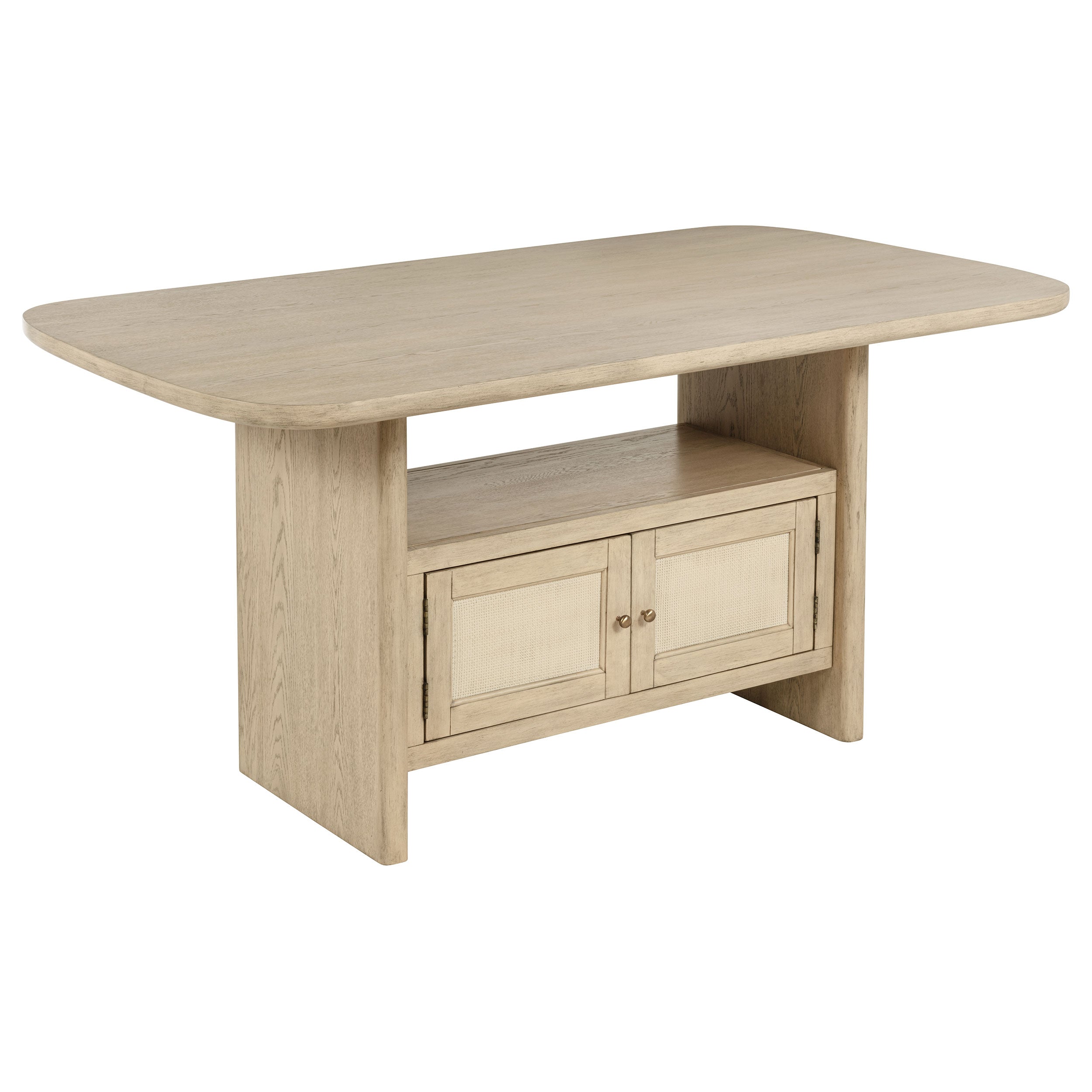 Dar Furniture - Coaster - Kailani Cane Counter Height Storage Dining Table Beige Oak - 109388