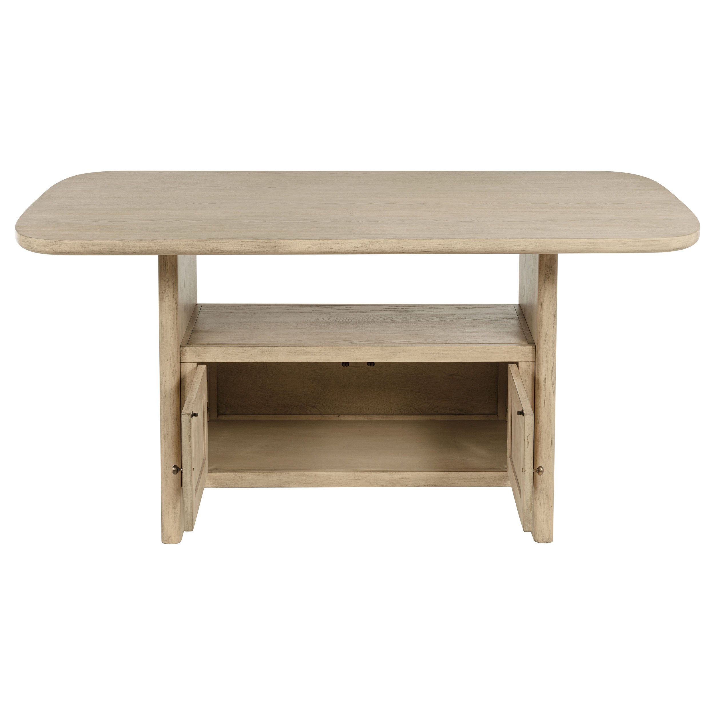 Kailani Cane Counter Height Storage Dining Table Beige Oak