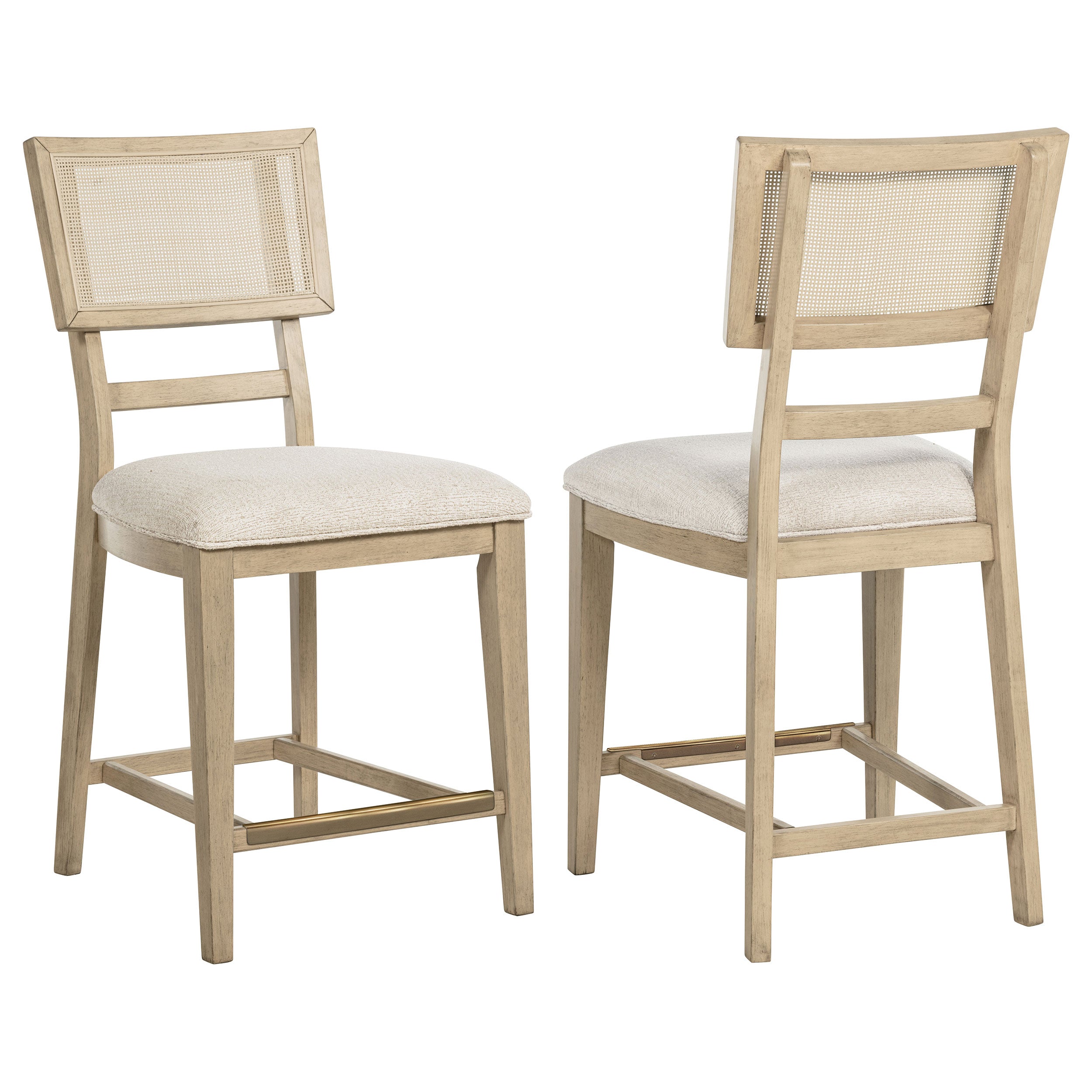 Dar Furniture - Coaster - Kailani Rattan Cane Counter Side Chair Beige Oak (Set of 2) - 109389