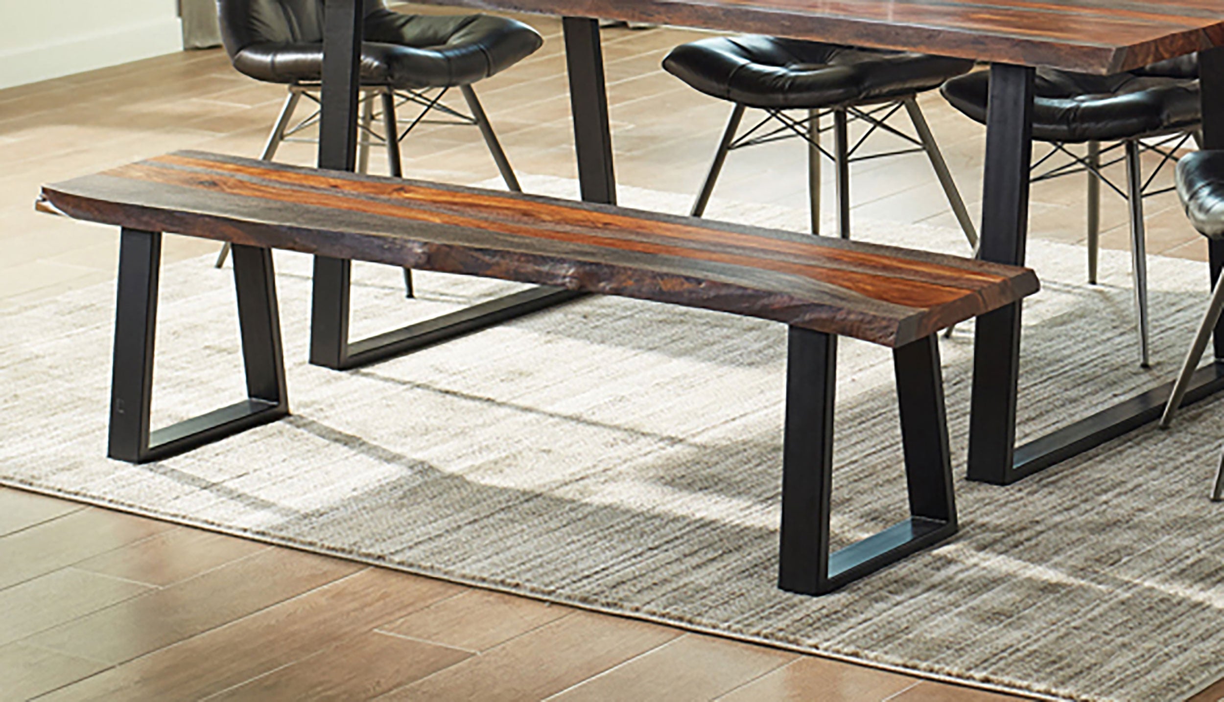 Dar Furniture - Coaster - Ditman Live Edge Wood Dining Bench Grey Sheesham - 110183