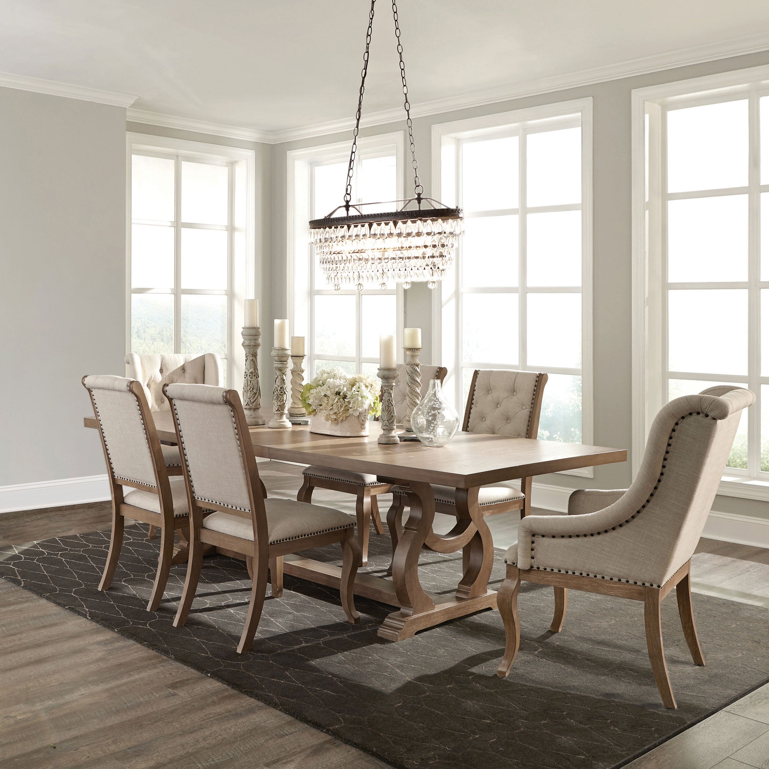 Dar Furniture - Coaster - Brockway 7-piece Extension Leaf Dining Set Barley Brown - 110291-S7