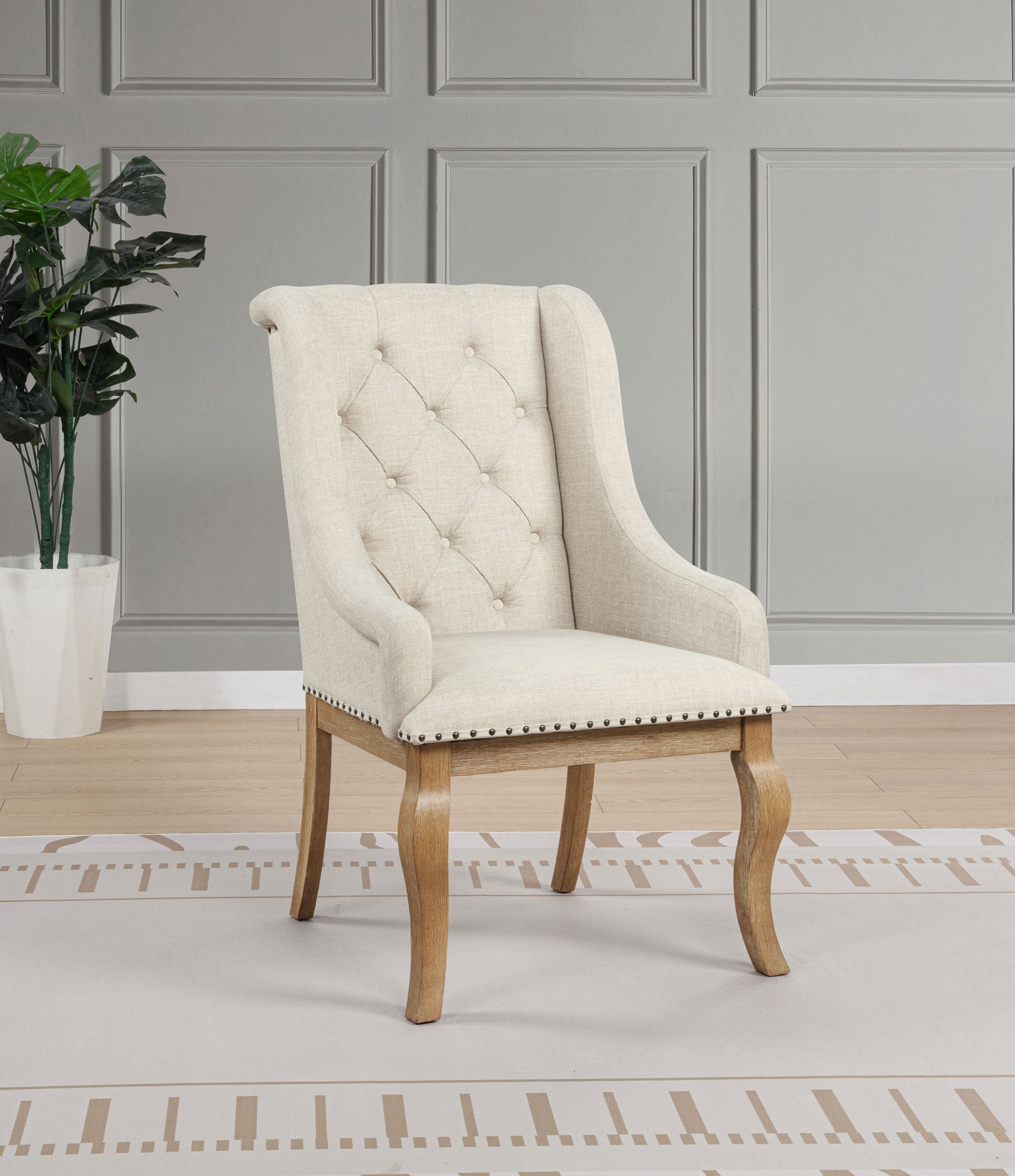 Brockway Upholstered Arm Chair Barley Brown (Set of 2)