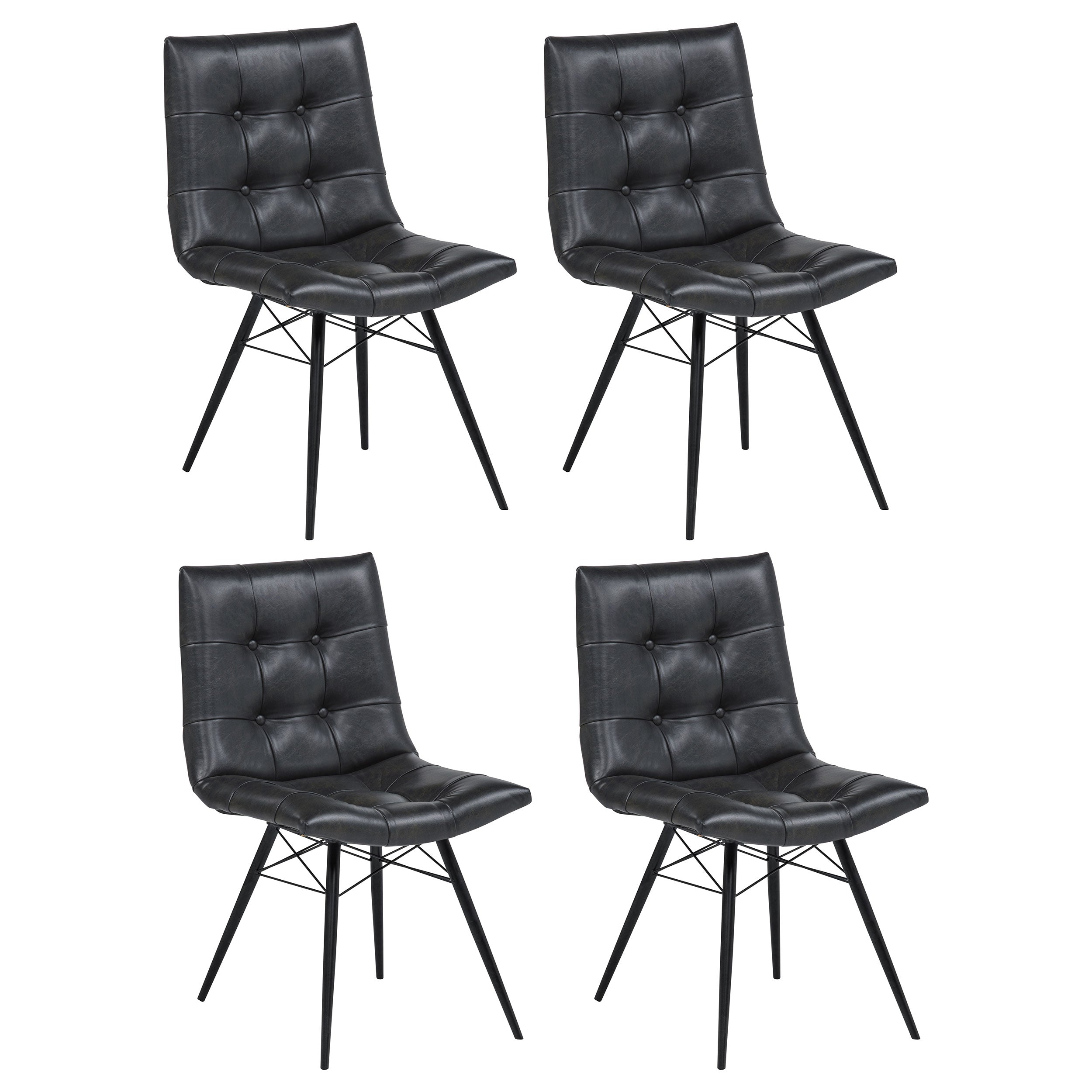 Dar Furniture - Coaster - Aiken Faux Leather Upholstered Dining Side Chair Charcoal Grey (Set of 4) - 110302