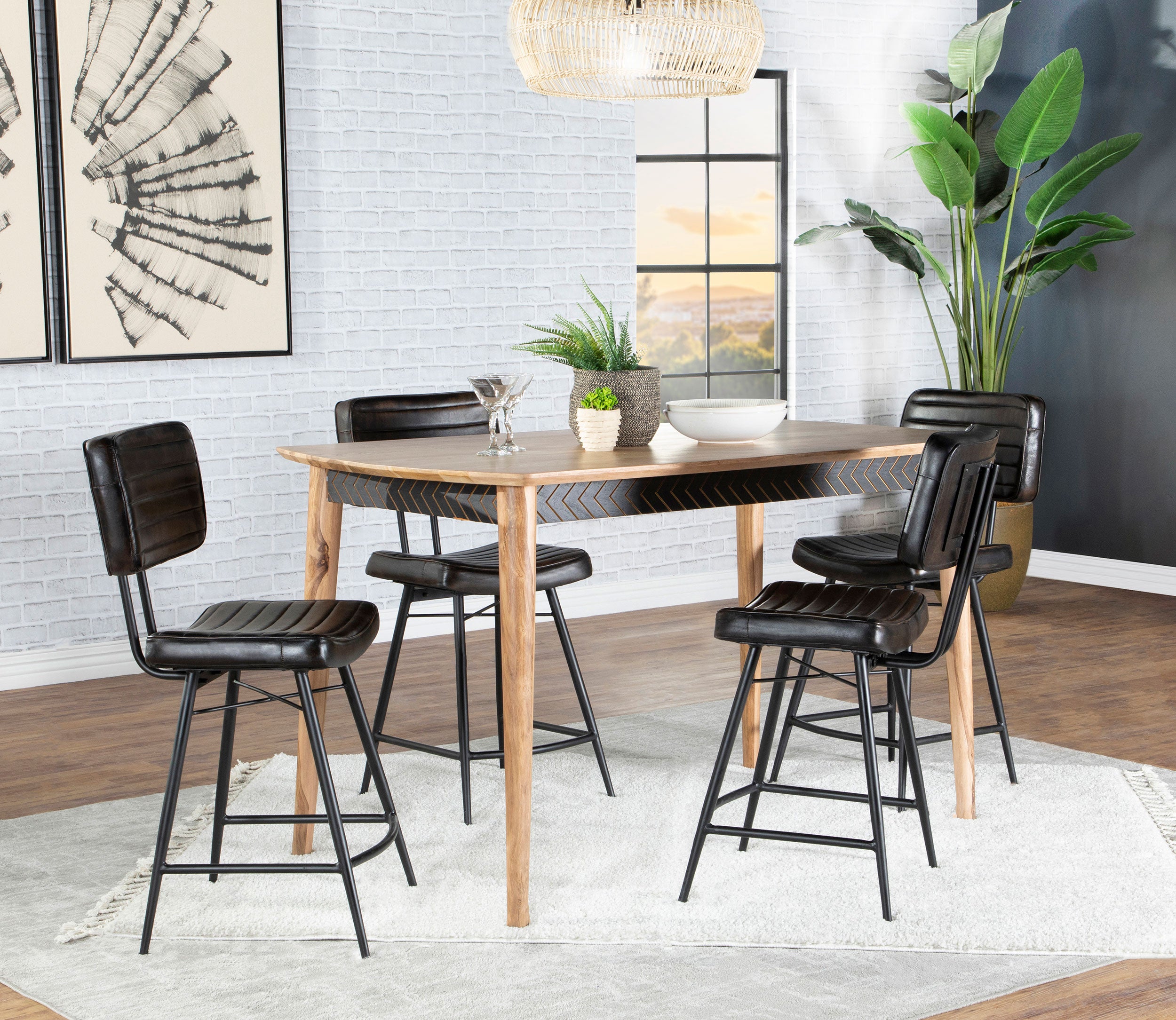 Dar Furniture - Coaster - Partridge 5-piece Counter Dining Set Sheesham and Espresso - 110578-S5E