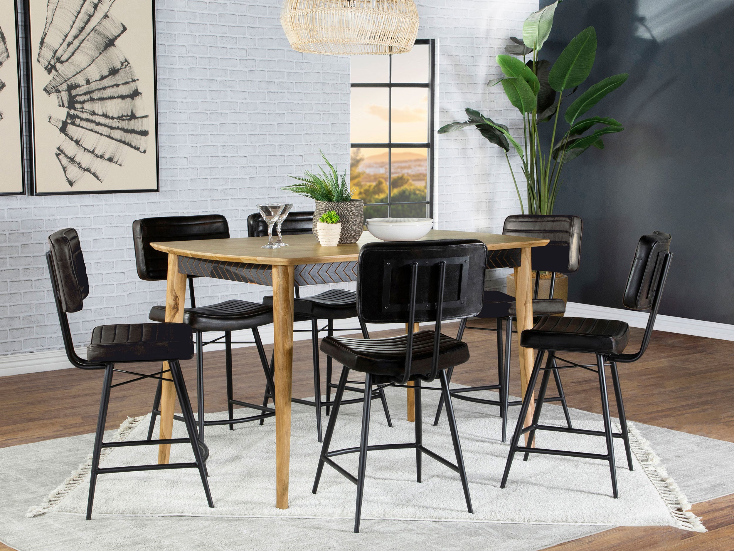 Dar Furniture - Coaster - Partridge 7-piece Counter Dining Set Sheesham and Espresso - 110578-S7E