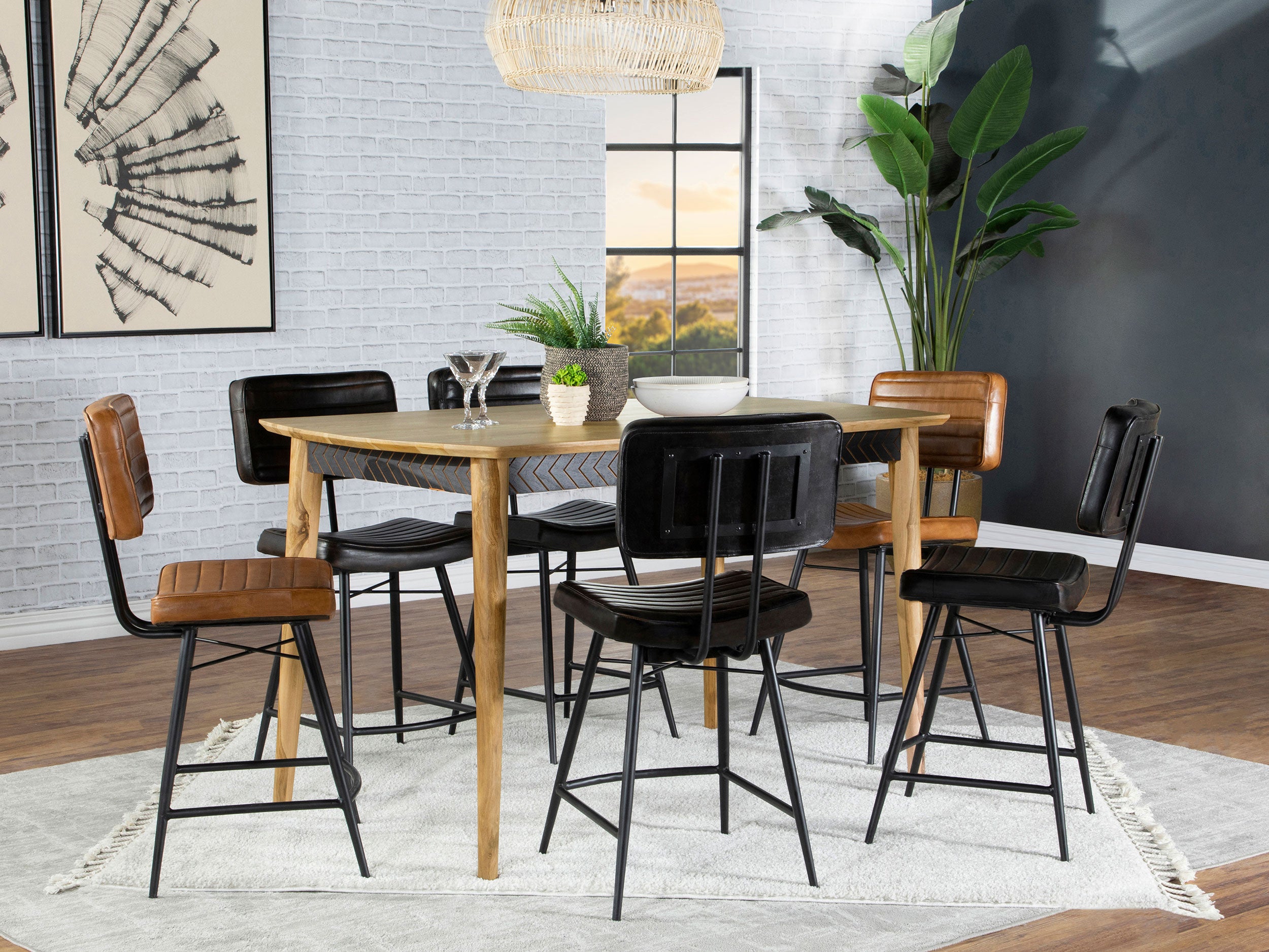 Dar Furniture - Coaster - Partridge 7-piece Counter Dining Set Espresso and Camel - 110578-S7