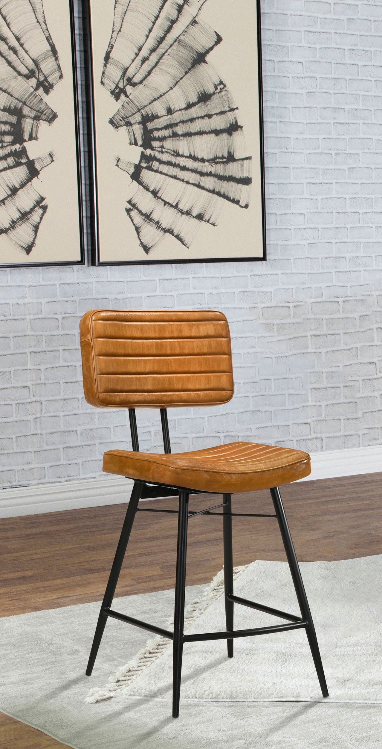 Partridge Leather Counter Chair Antique Camel (Set of 2)