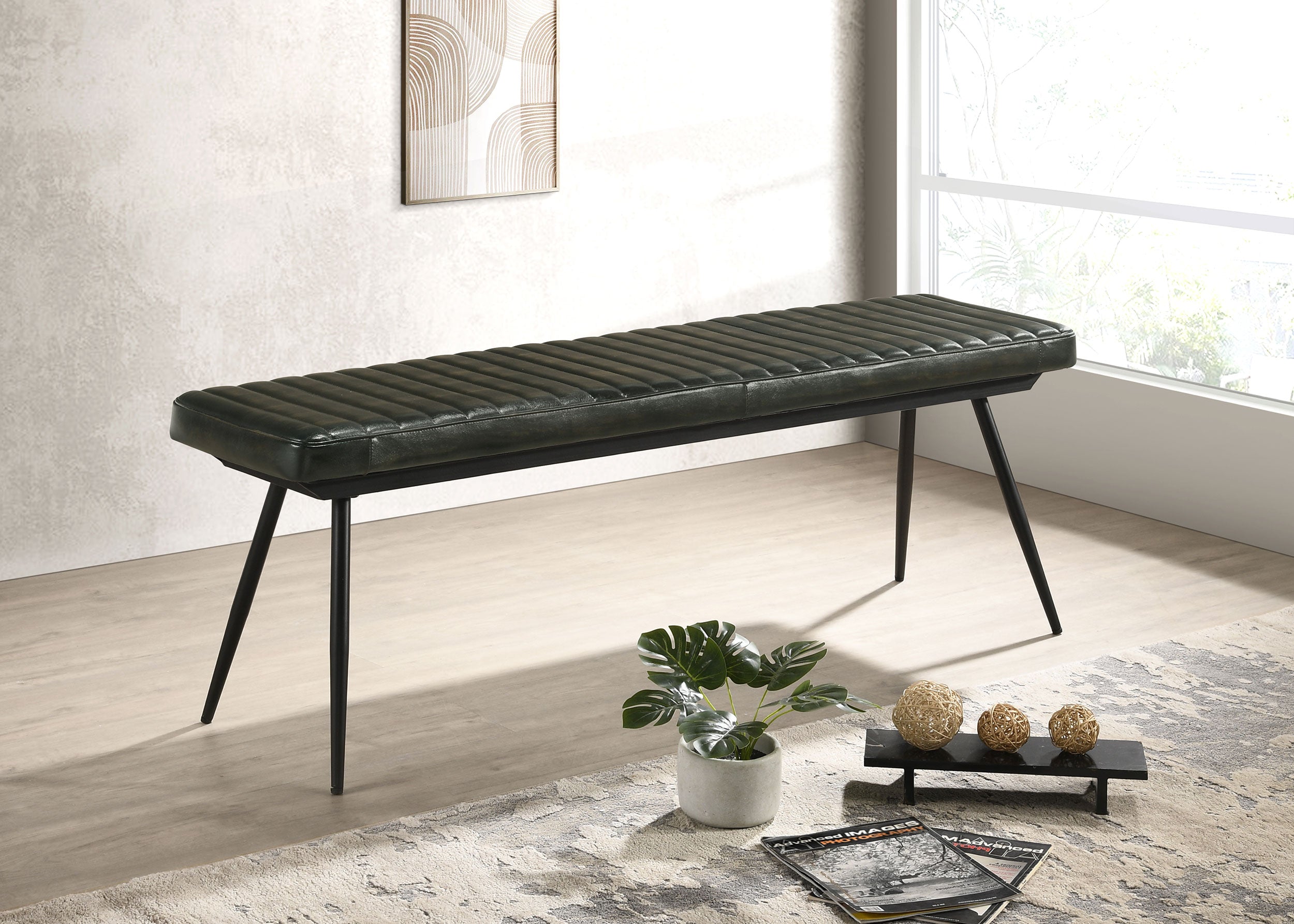 Dar Furniture - Coaster - Misty Leather Upholstered Dining Bench Antique Espresso - 110653