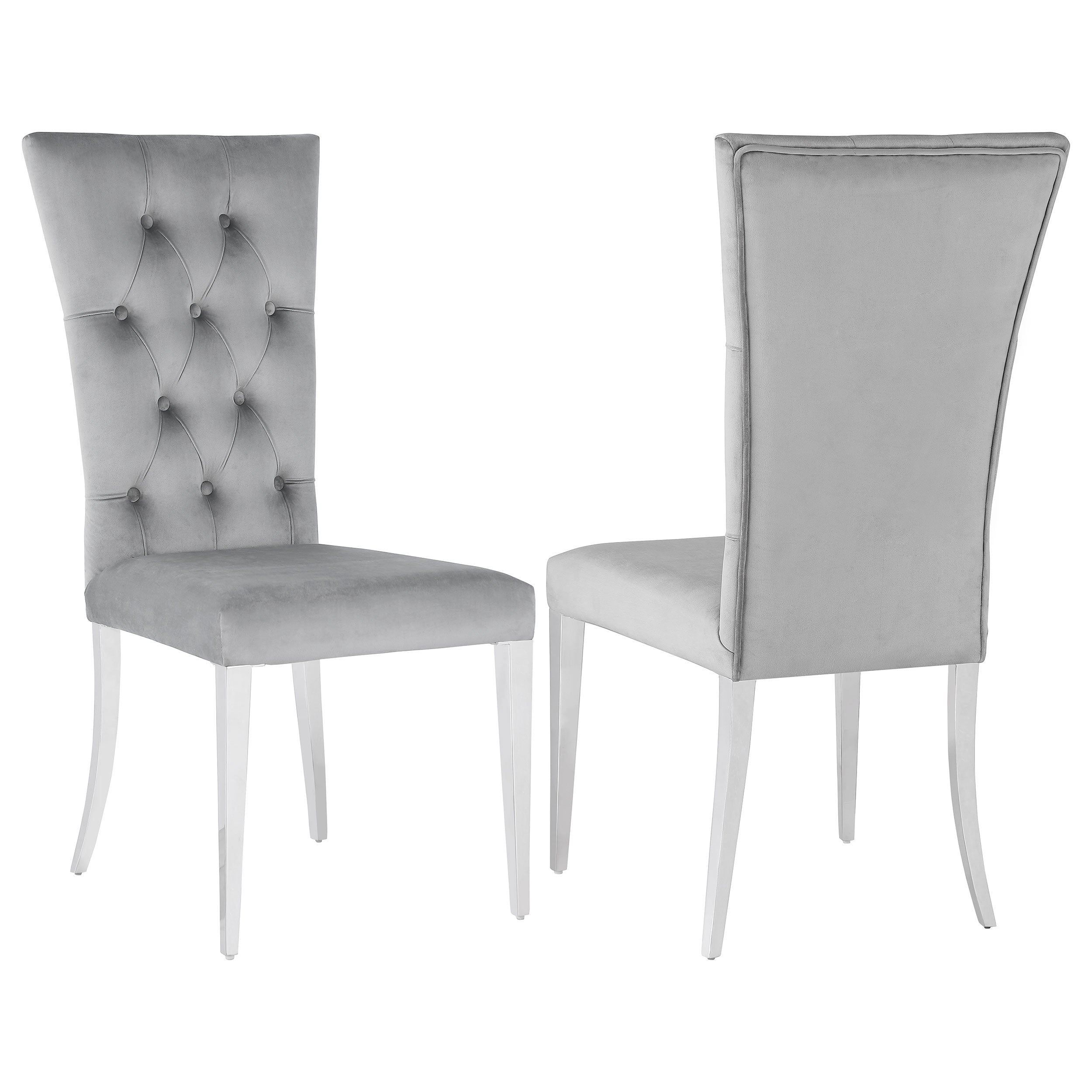 Dar Furniture - Coaster - Kerwin Velvet Upholstered Dining Side Chair Grey (Set of 2) - 111103