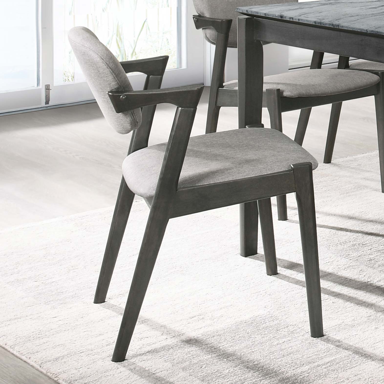 Stevie Padded Wood Dining Arm Chair Black (Set of 2)