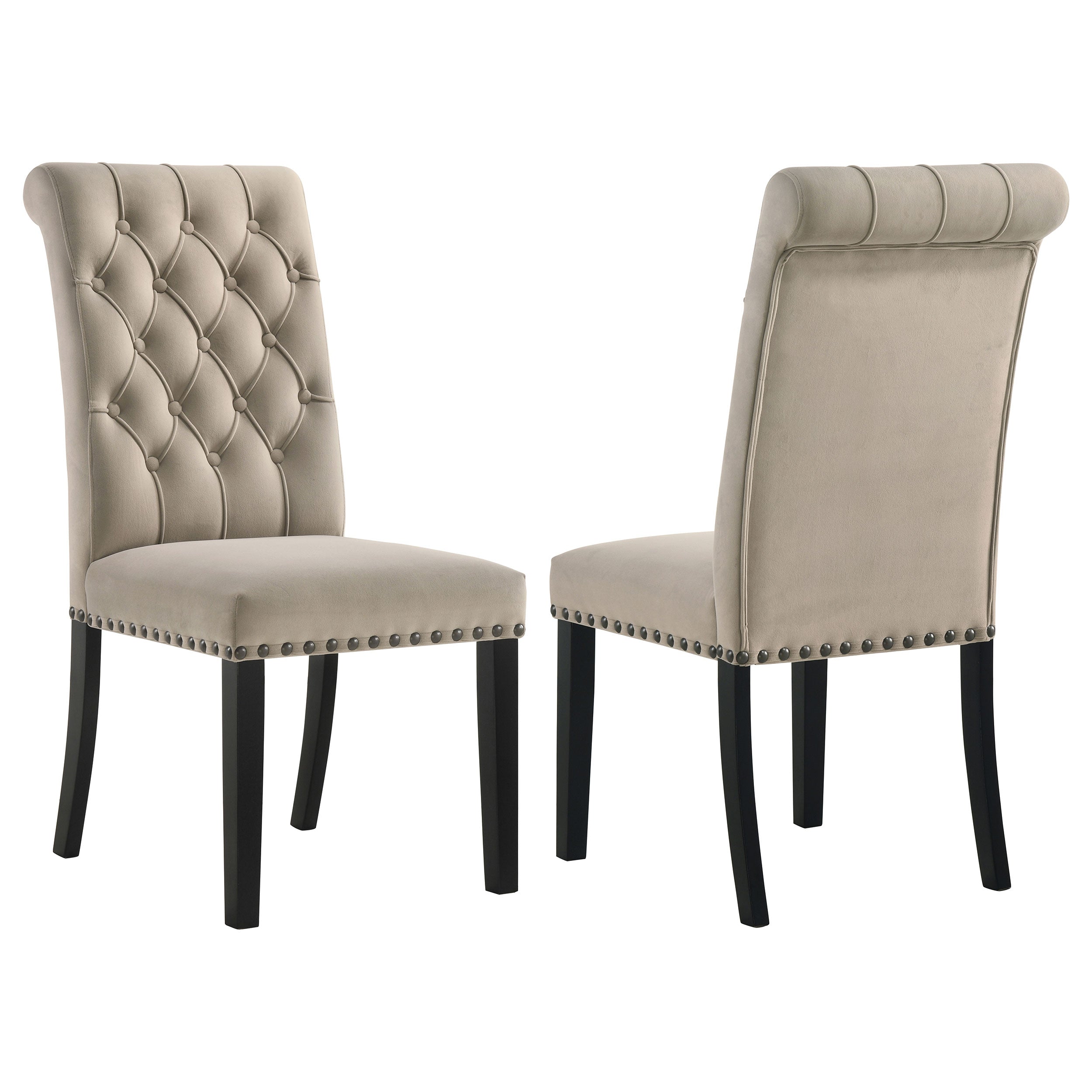 Dar Furniture - Coaster - Alana Velvet Upholstered Dining Side Chair Sand (Set of 2) - 115182