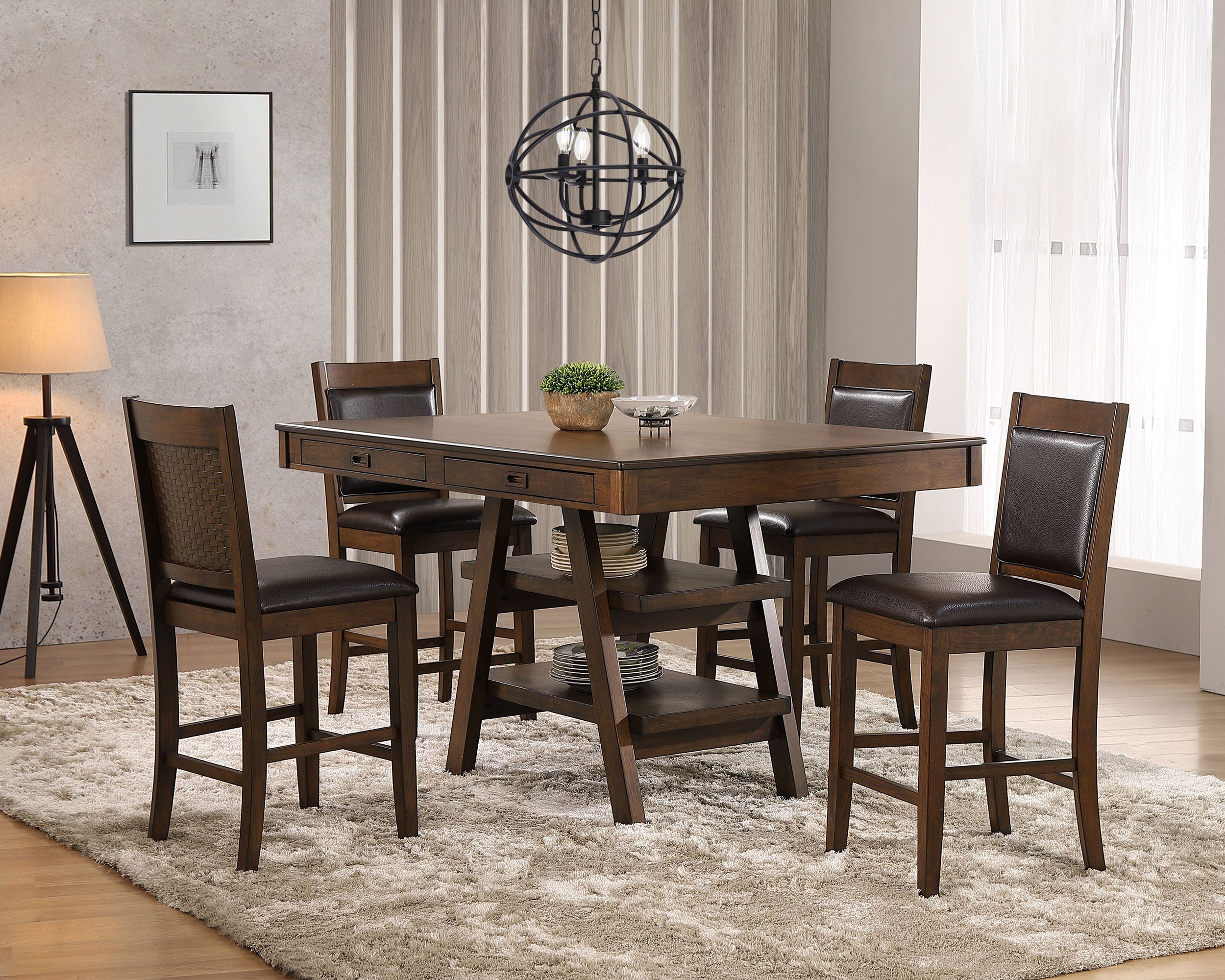 Dar Furniture - Coaster - Dewey 5-piece Rectangular Dining Table Set Walnut - 115208-S5