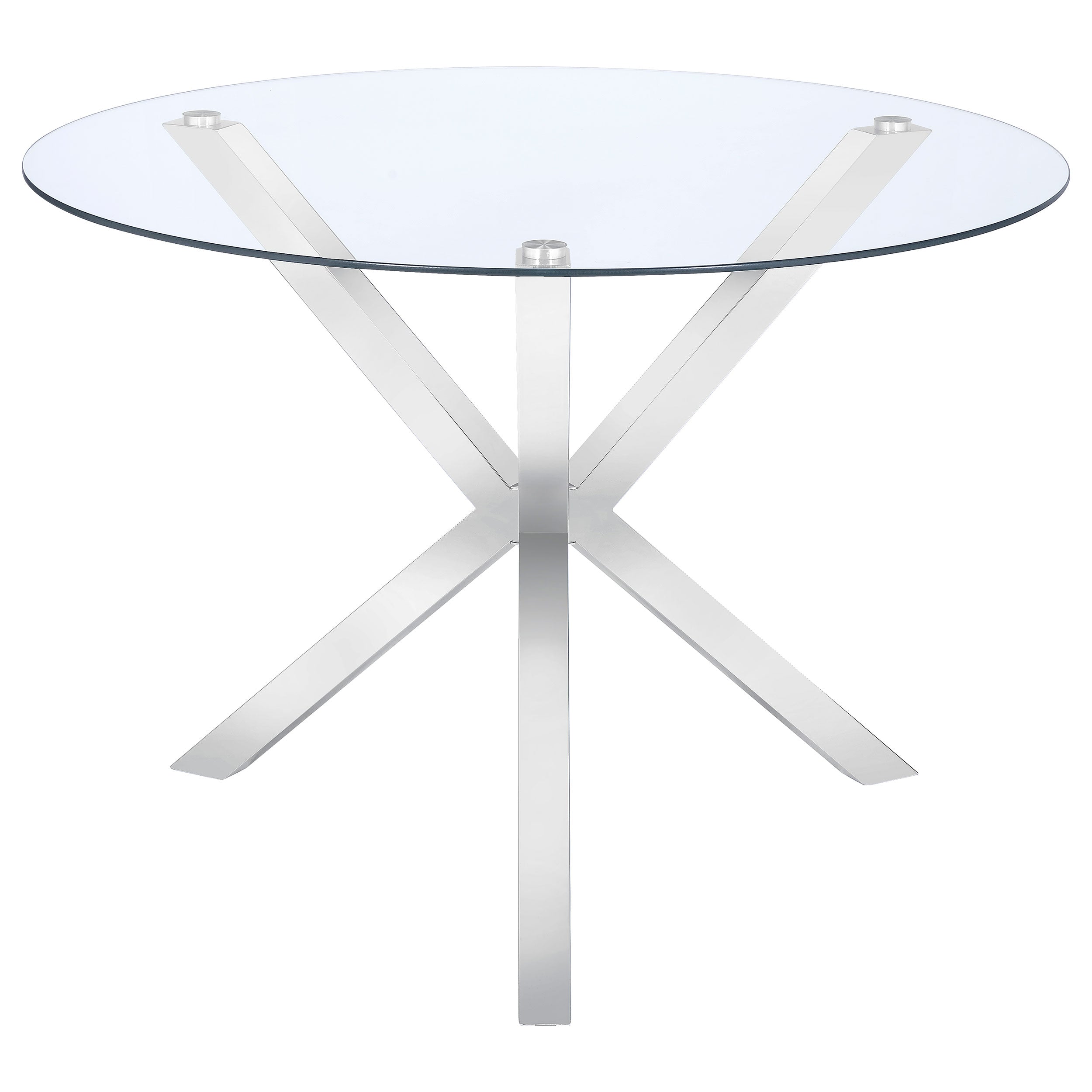 Dar Furniture - Coaster - Vance Round 41-inch Glass Top Asterisk Dining Table Chrome - 120760