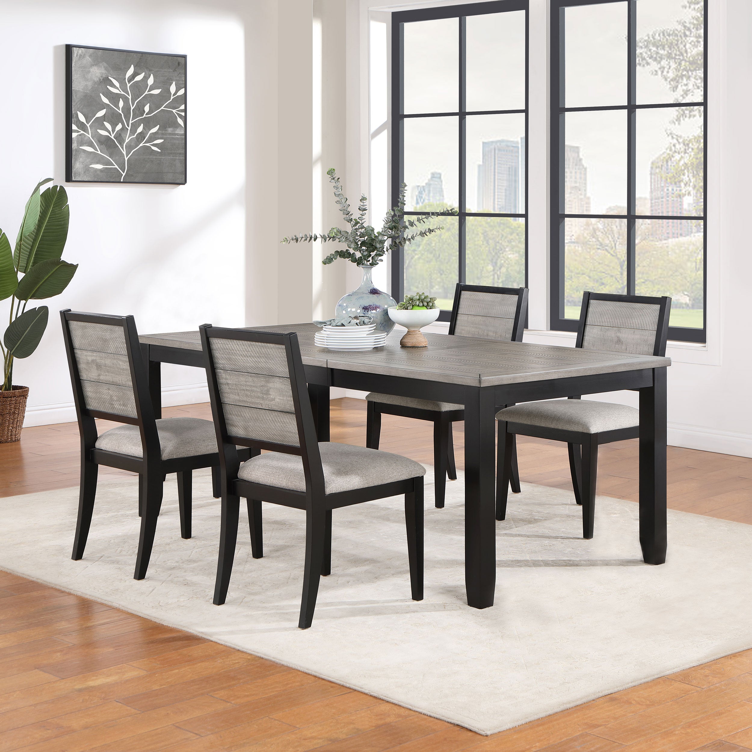 Dar Furniture - Coaster - Elodie 5-piece Rectangular Extension Leaf Dining Set Black - 121221-S5