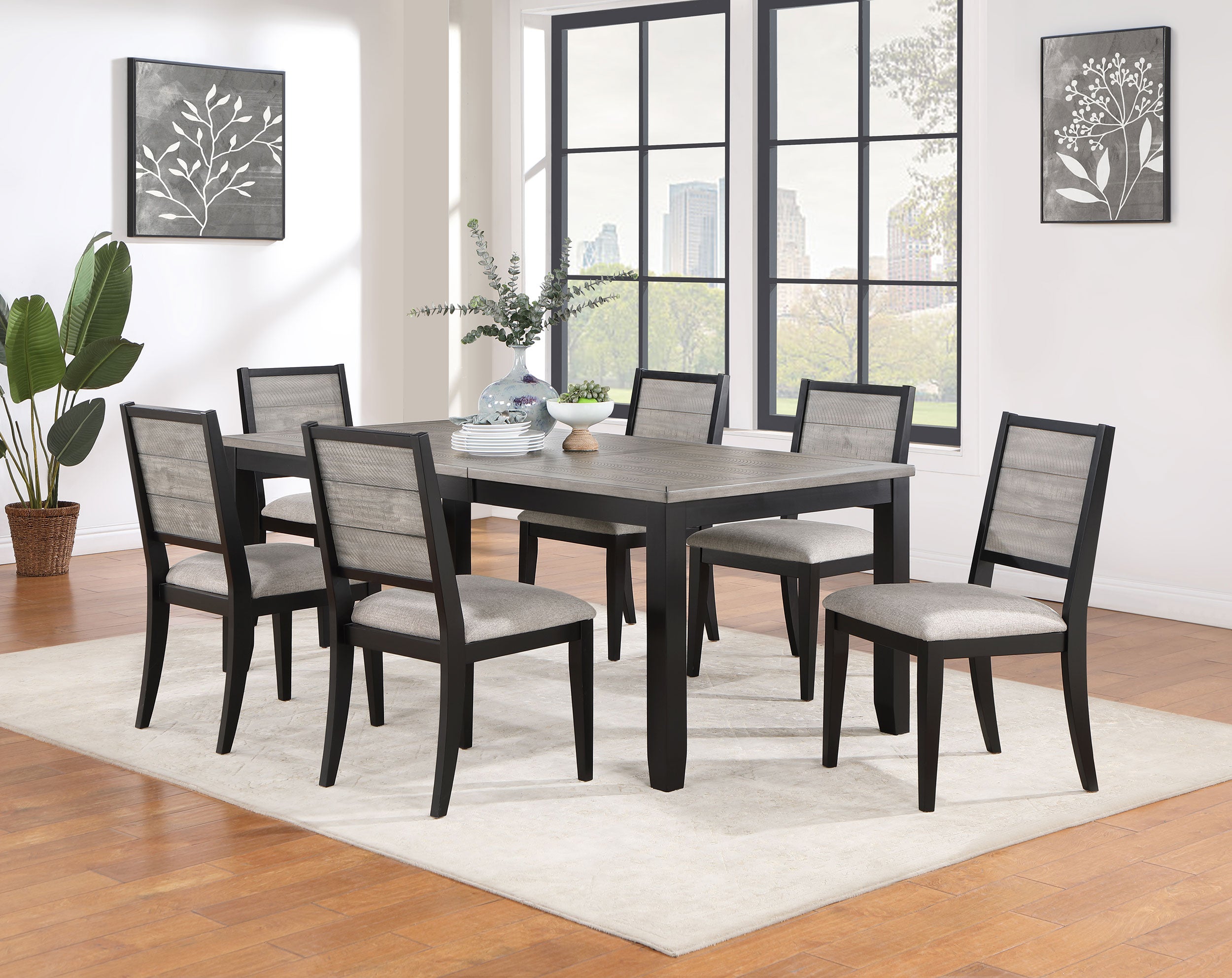 Dar Furniture - Coaster - Elodie 7-piece Rectangular Extension Leaf Dining Set Black - 121221-S7