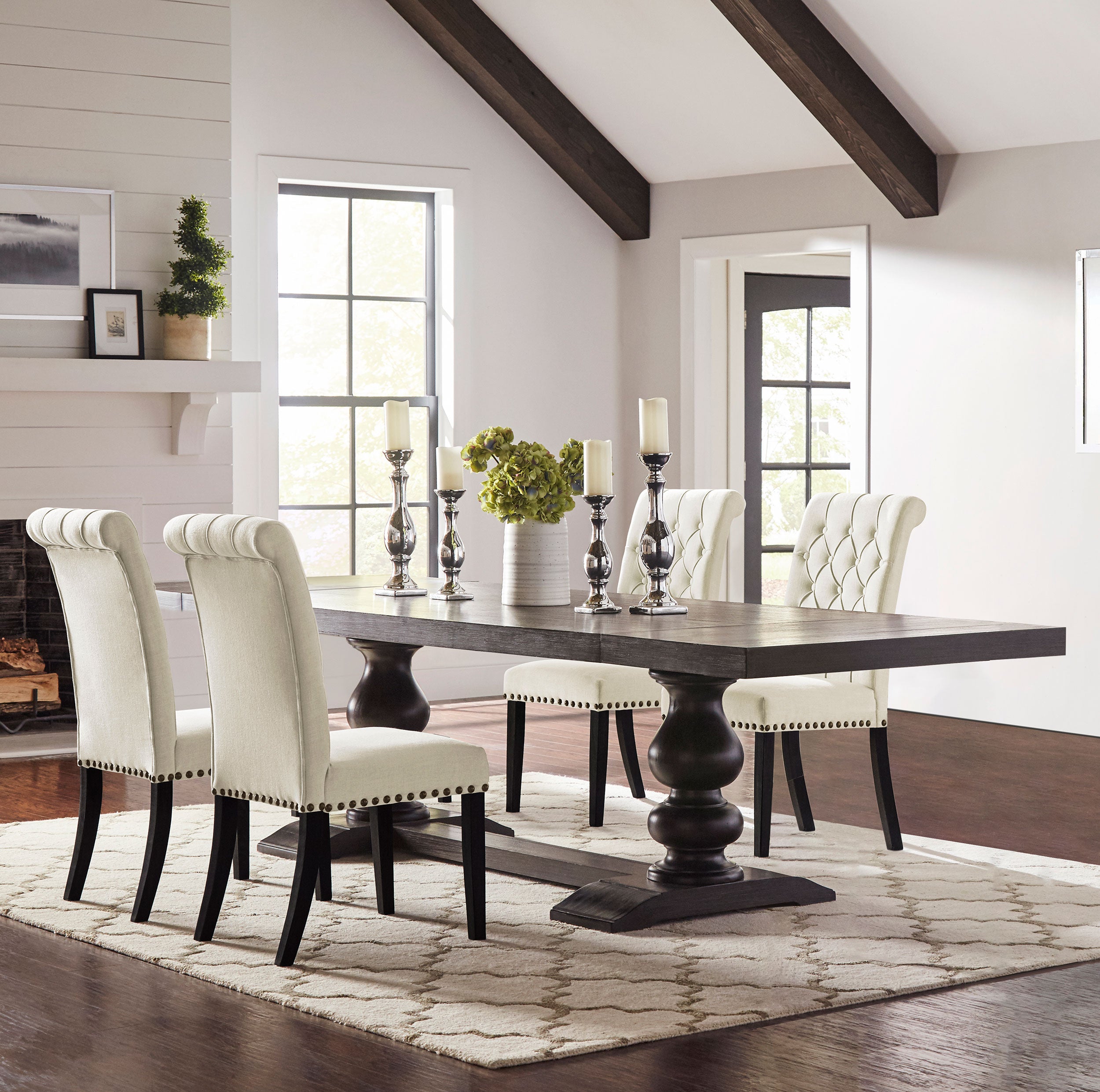 Dar Furniture - Coaster - Phelps 5-piece Rectangular Dining Table Set Distressed Noir - 121231-S5