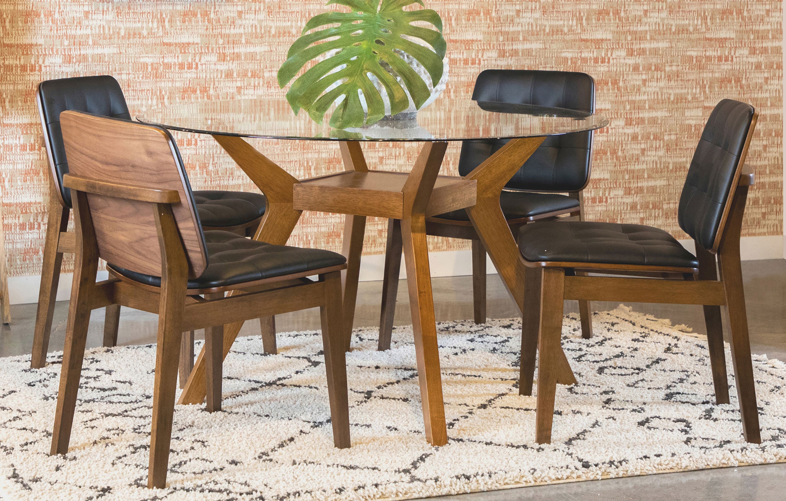 Dar Furniture - Coaster - Paxton 5-piece Round Glass Top Dining Table Set Brown - 122180-S5K