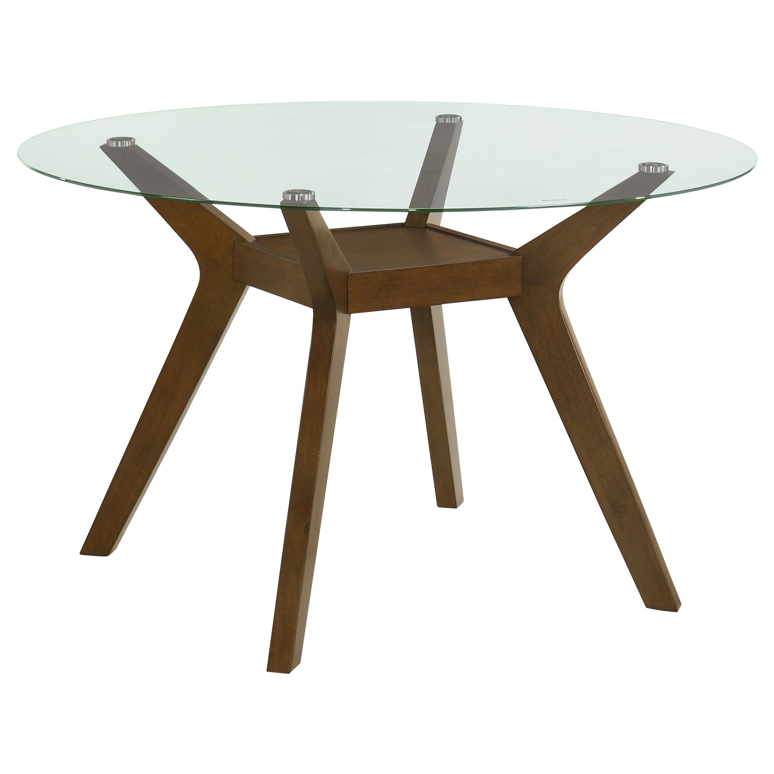 Dar Furniture - Coaster - Paxton Round 48-inch Glass Top Wood Dining Table Brown - 122180BG