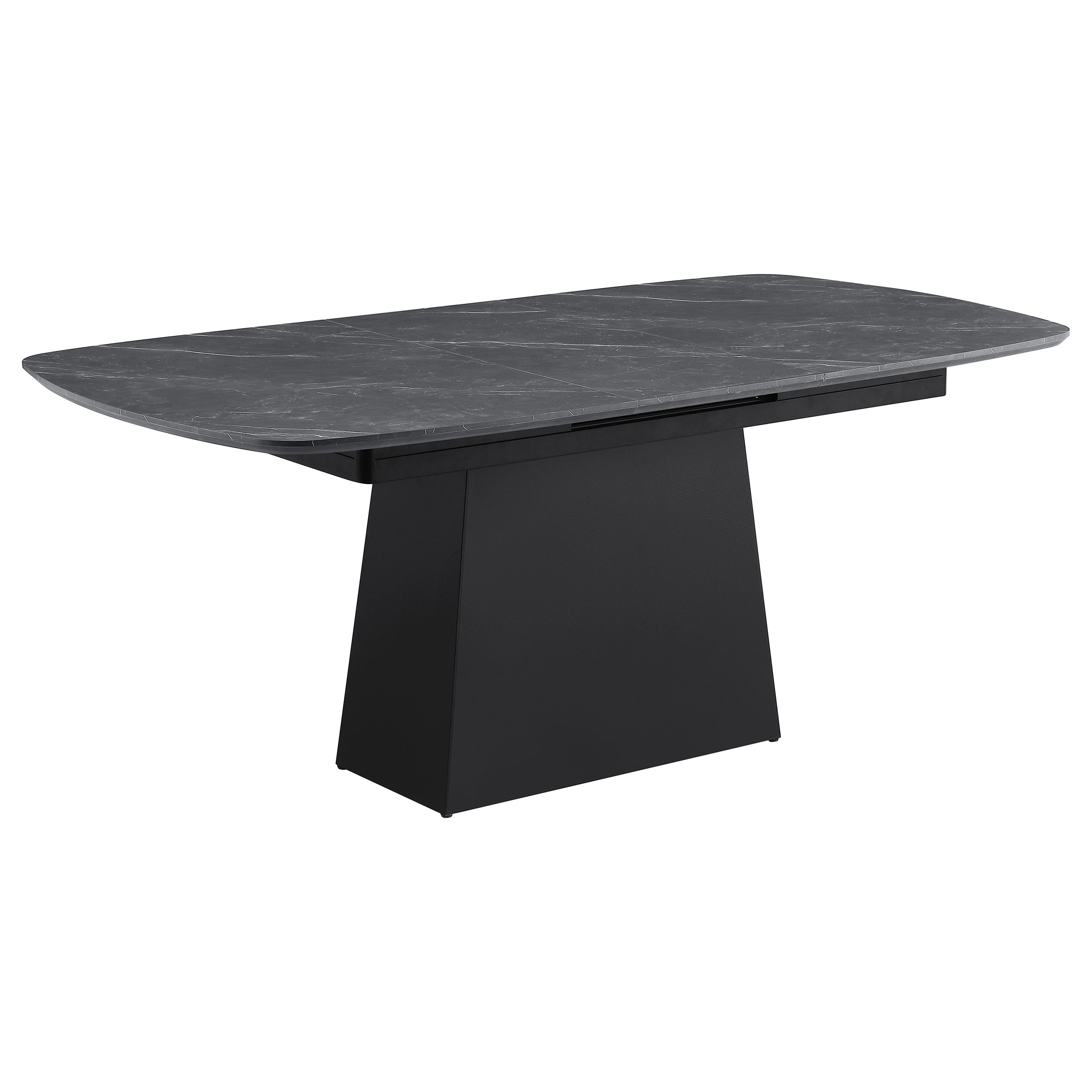 Dar Furniture - Coaster - Potero 73-inch Faux Marble Extension Leaf Dining Table Black - 123131