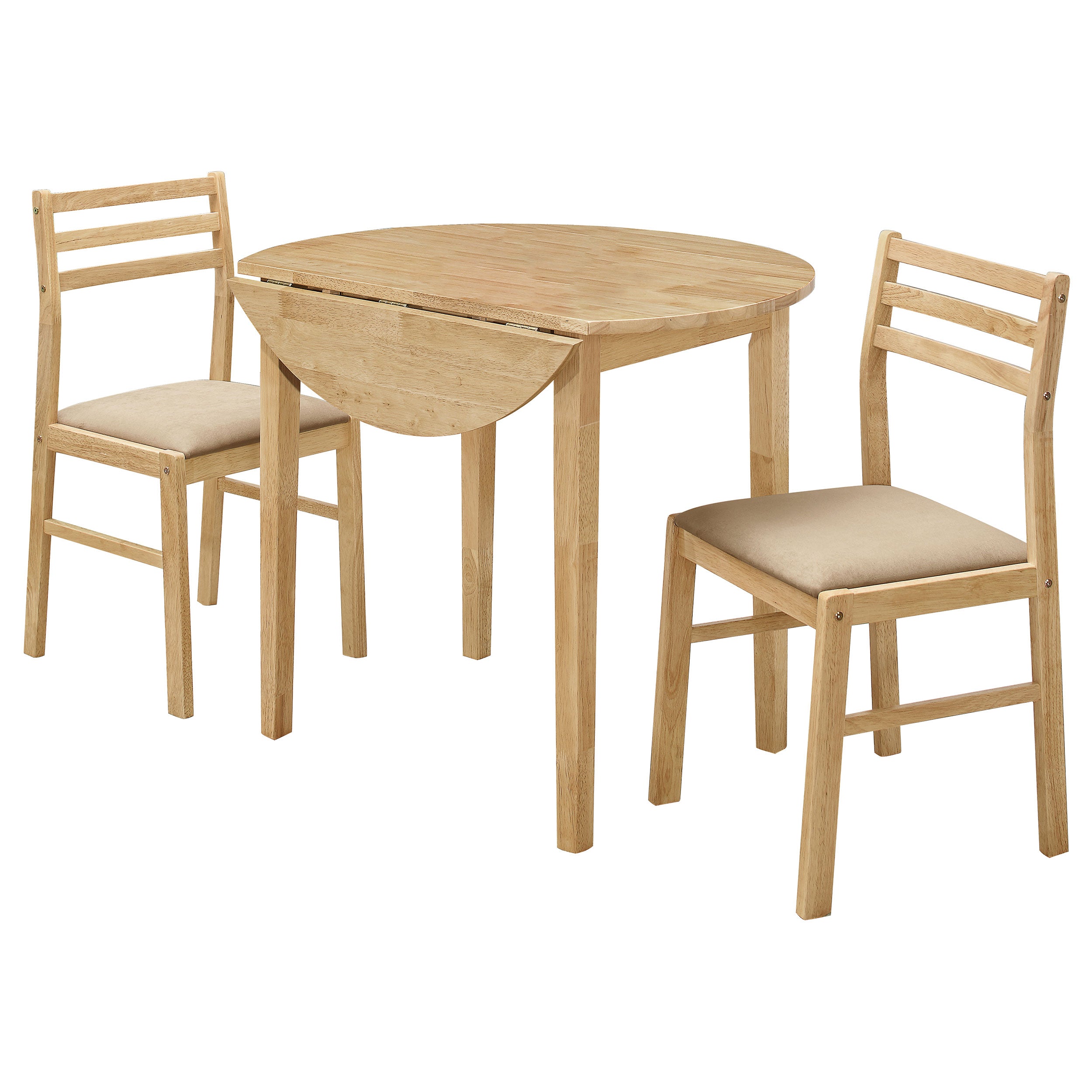 Dar Furniture - Coaster - Bucknell 3-piece Round Drop Leaf Dining Table Set Natural - 130006