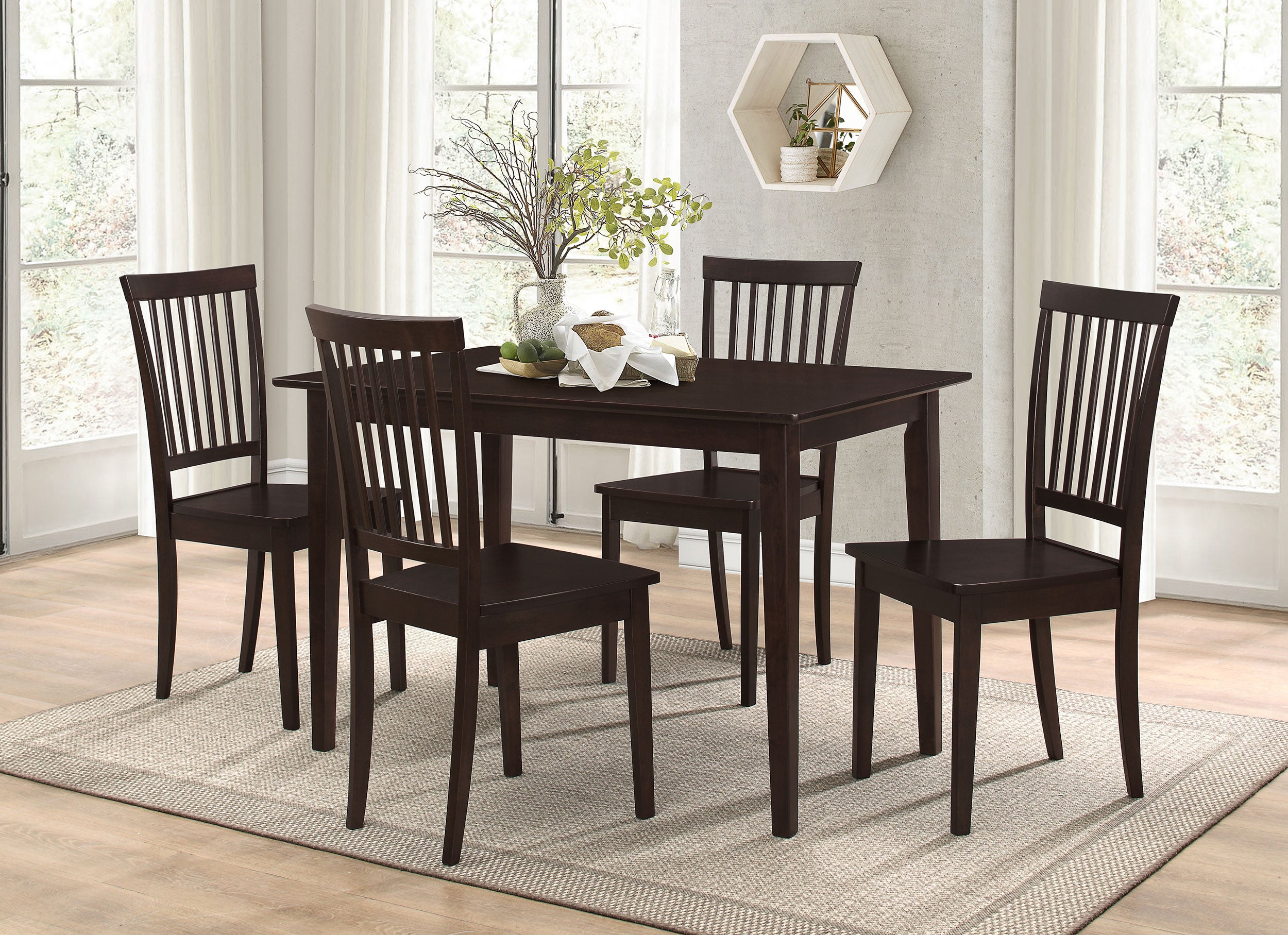 Dar Furniture - Coaster - Gomez 5-piece Rectangular Dining Table Set Cappuccino - 150152