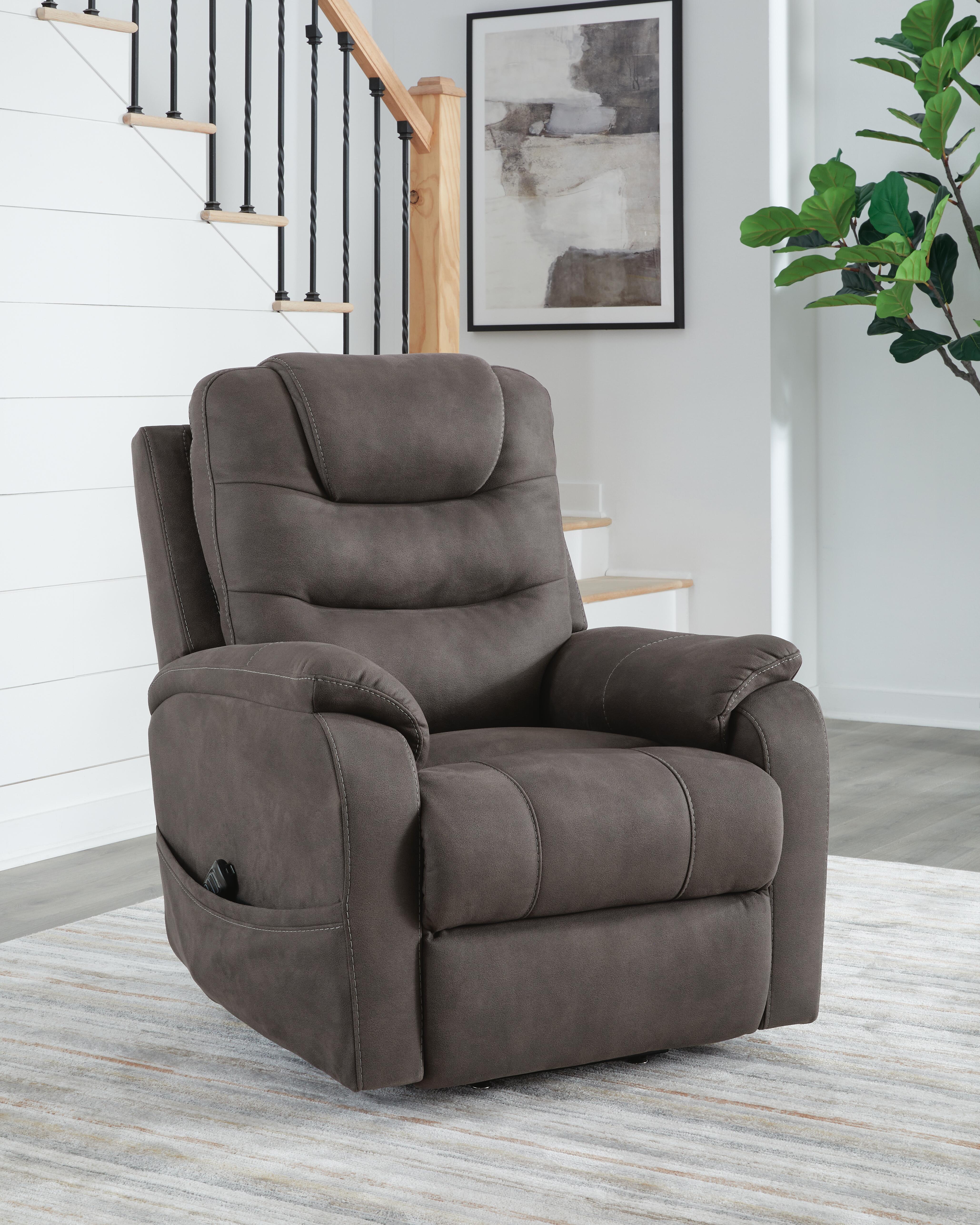 Dar Furniture - Ashley Furniture - Snowfield Power Lift Recliner - Power Lift Recliner / Gunmetal - 1760912