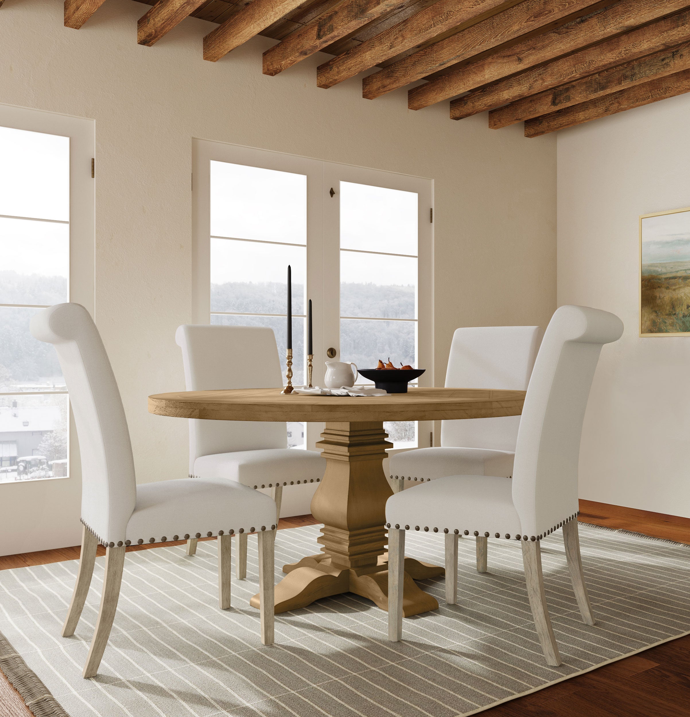 Dar Furniture - Coaster - Florence 5-piece Round Dining Table Set Rustic Honey - 180200-S5B
