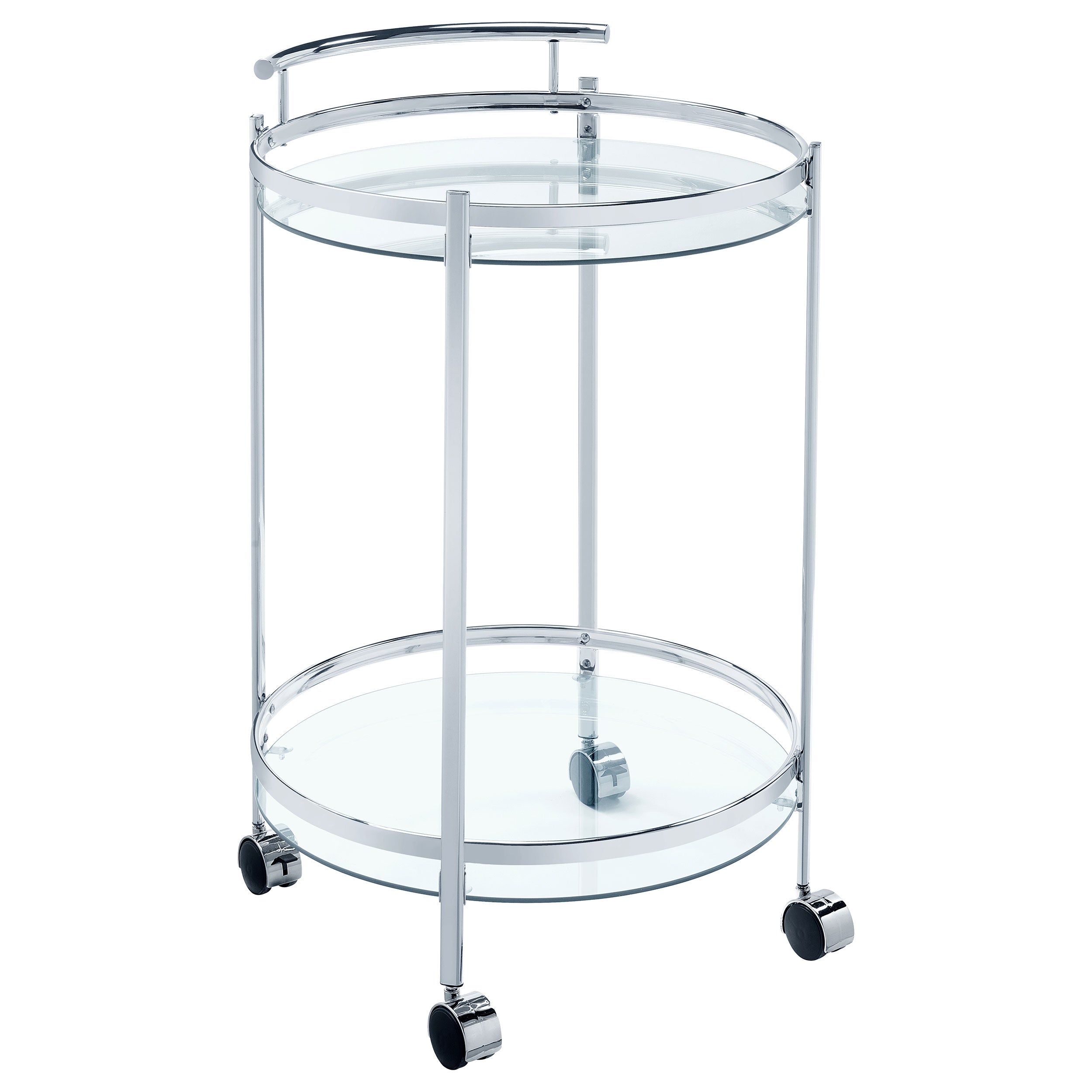 Dar Furniture - Coaster - Chrissy Round Glass Shelf Metal Bar Cart Chrome - 181367