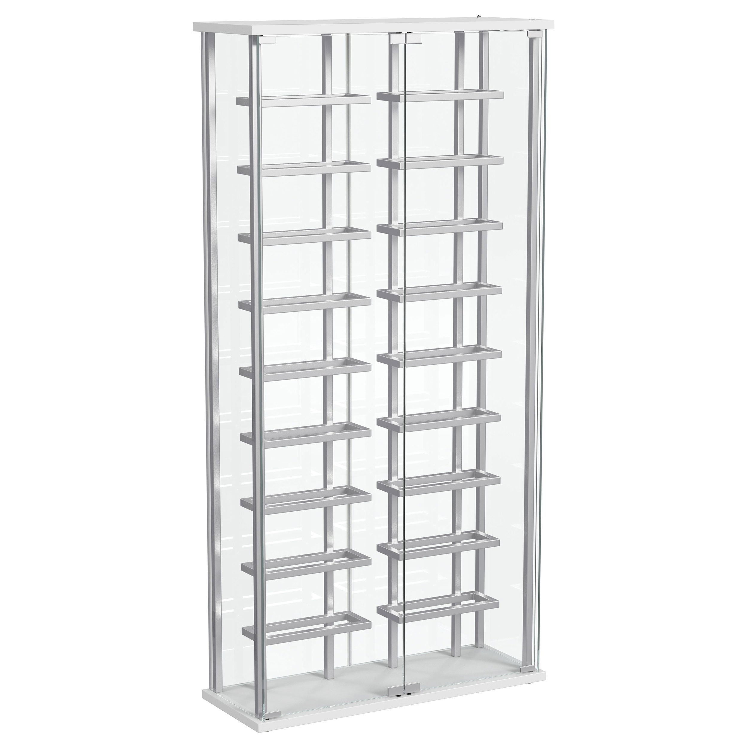 Dar Furniture - Coaster - Montara Tempered Glass Wine Storage LED Curio Cabinet Chrome - 182037