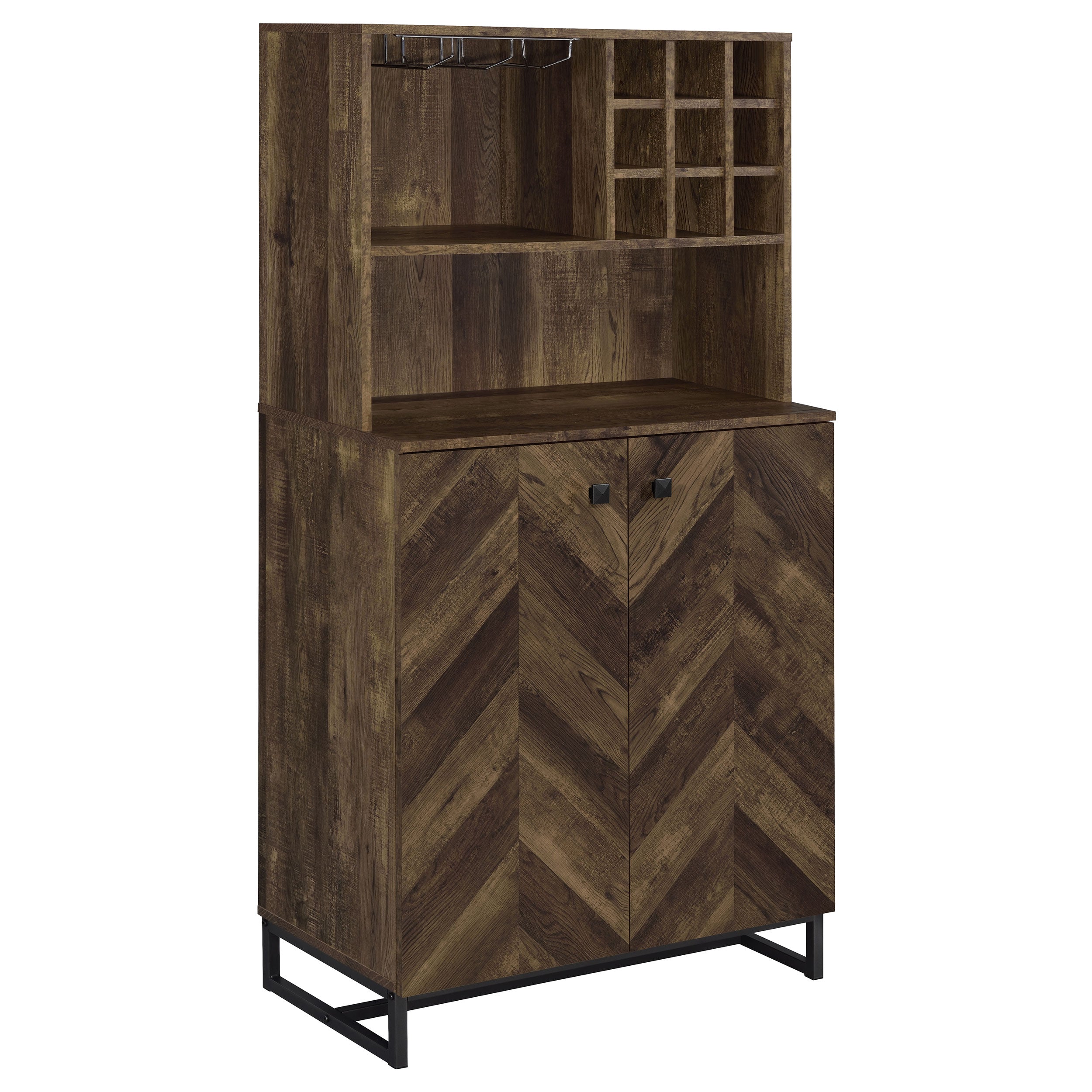 Dar Furniture - Coaster - Mendoza 2-door Home Bar Cabinet Wine Storage Rustic Oak - 182082