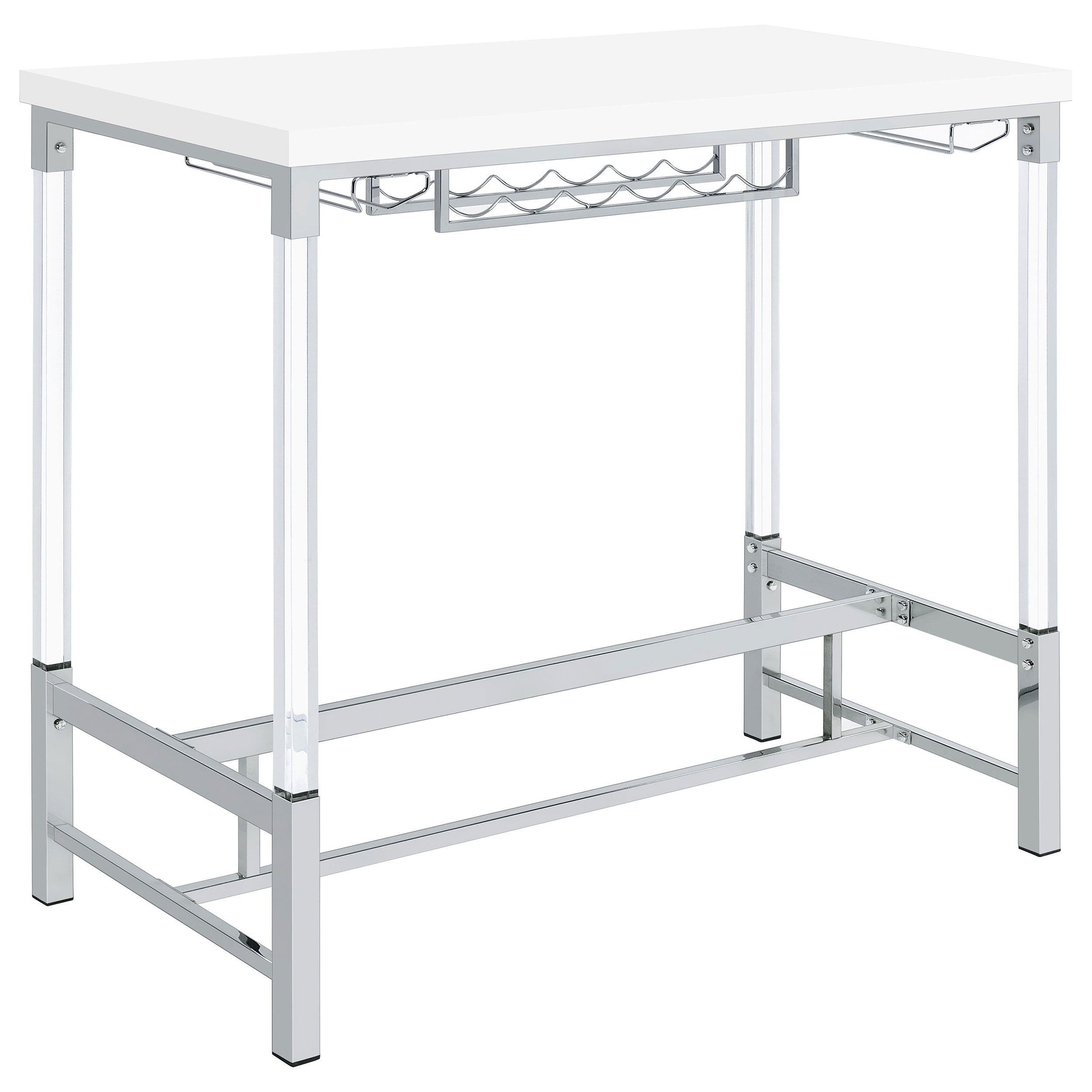 Dar Furniture - Coaster - Norcrest 47-inch Acrylic Leg Bar Table White High Gloss - 182101